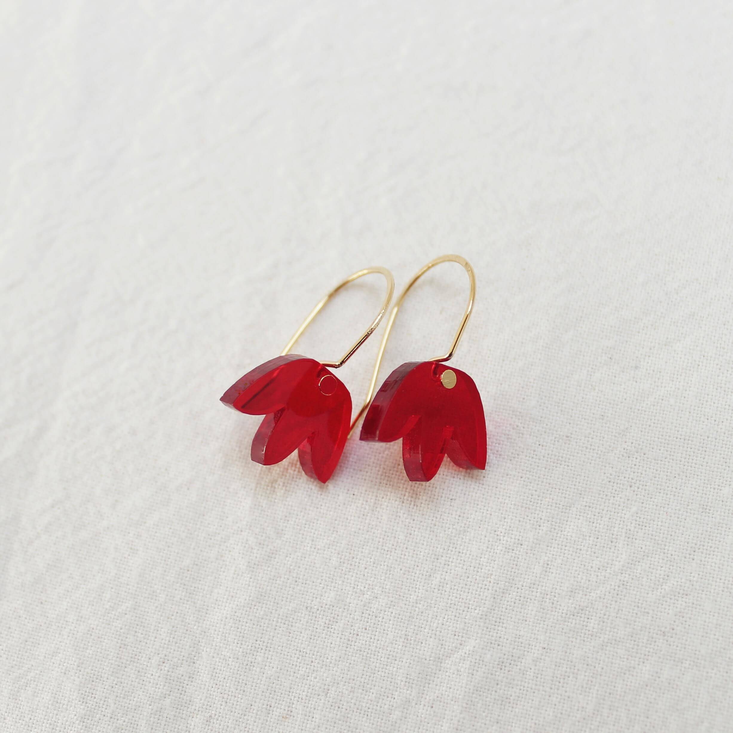 Mini Matisse Earrings | Red | Perspex | by Jules & Clem - Lifestory