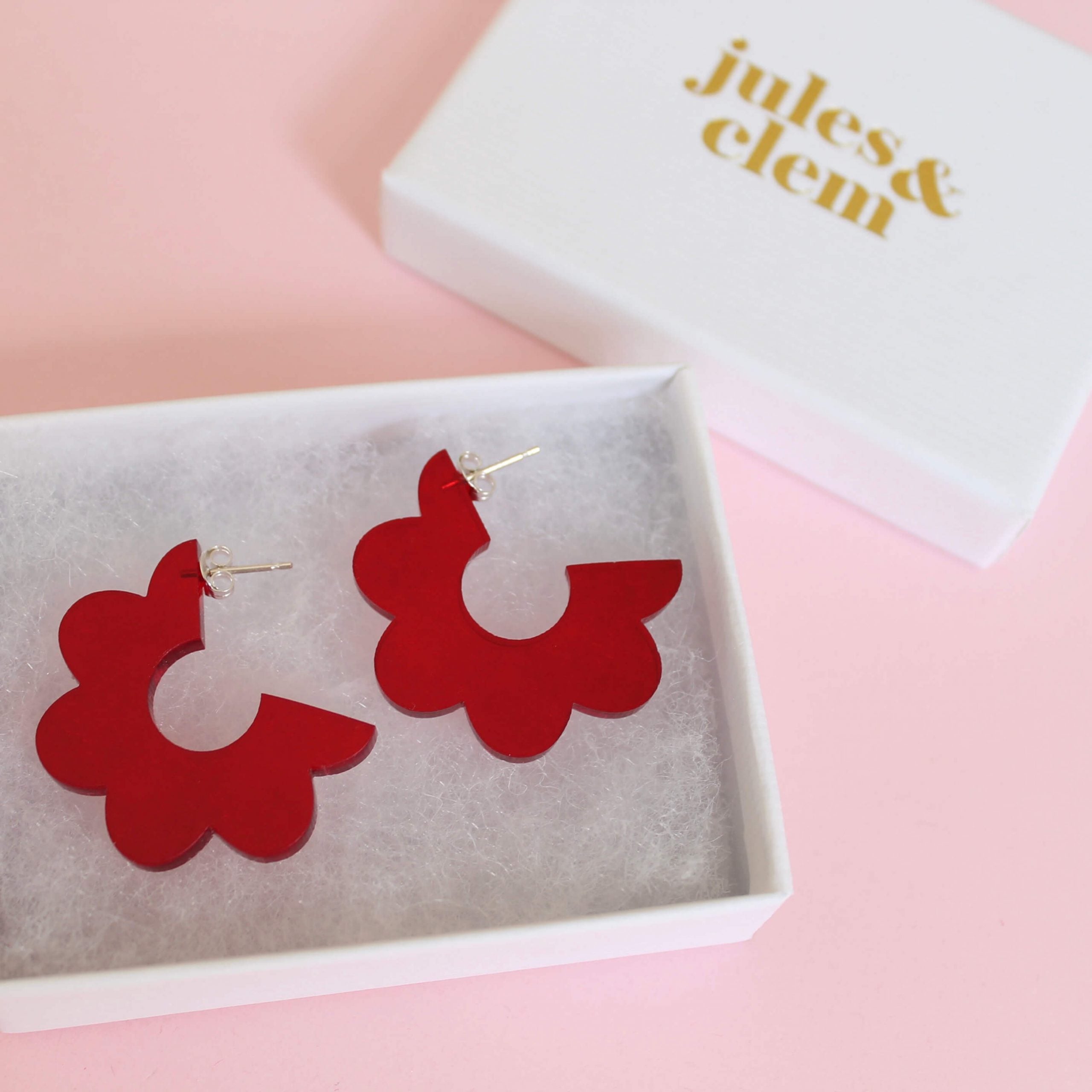 Scallop Hoop Earrings | Red | Perspex | by Jules & Clem - Lifestory