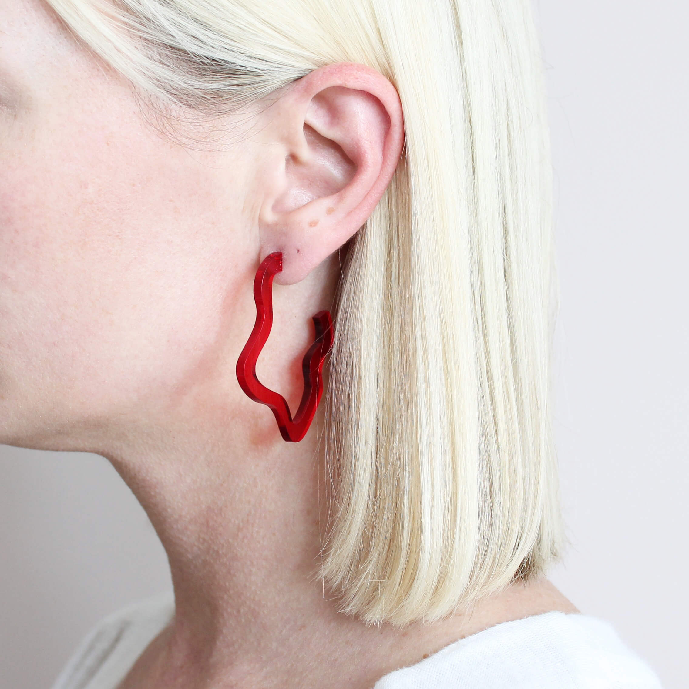 Squiggle Hoops | Red | Perspex | by Jules & Clem - Lifestory