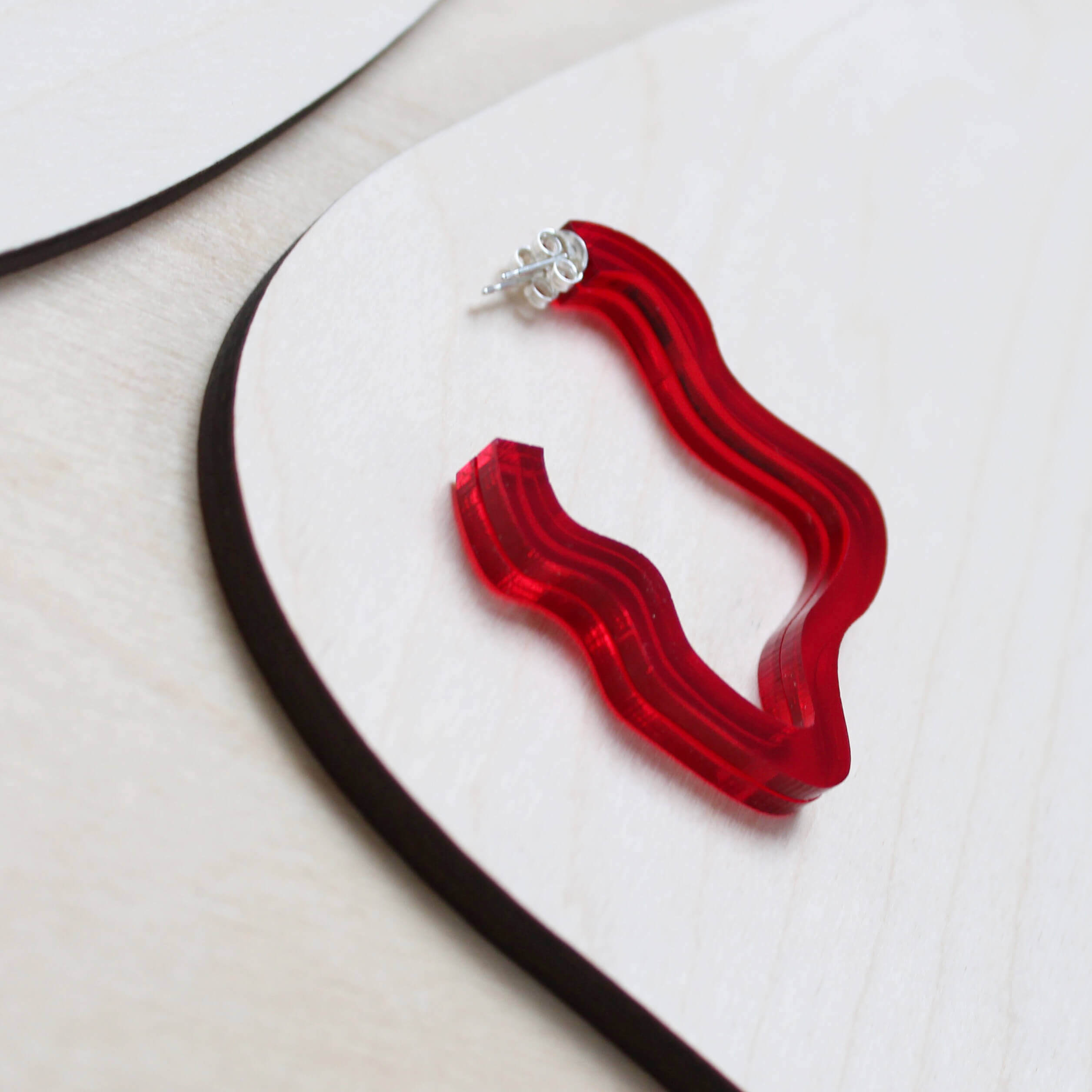 Squiggle Hoops | Red | Perspex | by Jules & Clem - Lifestory