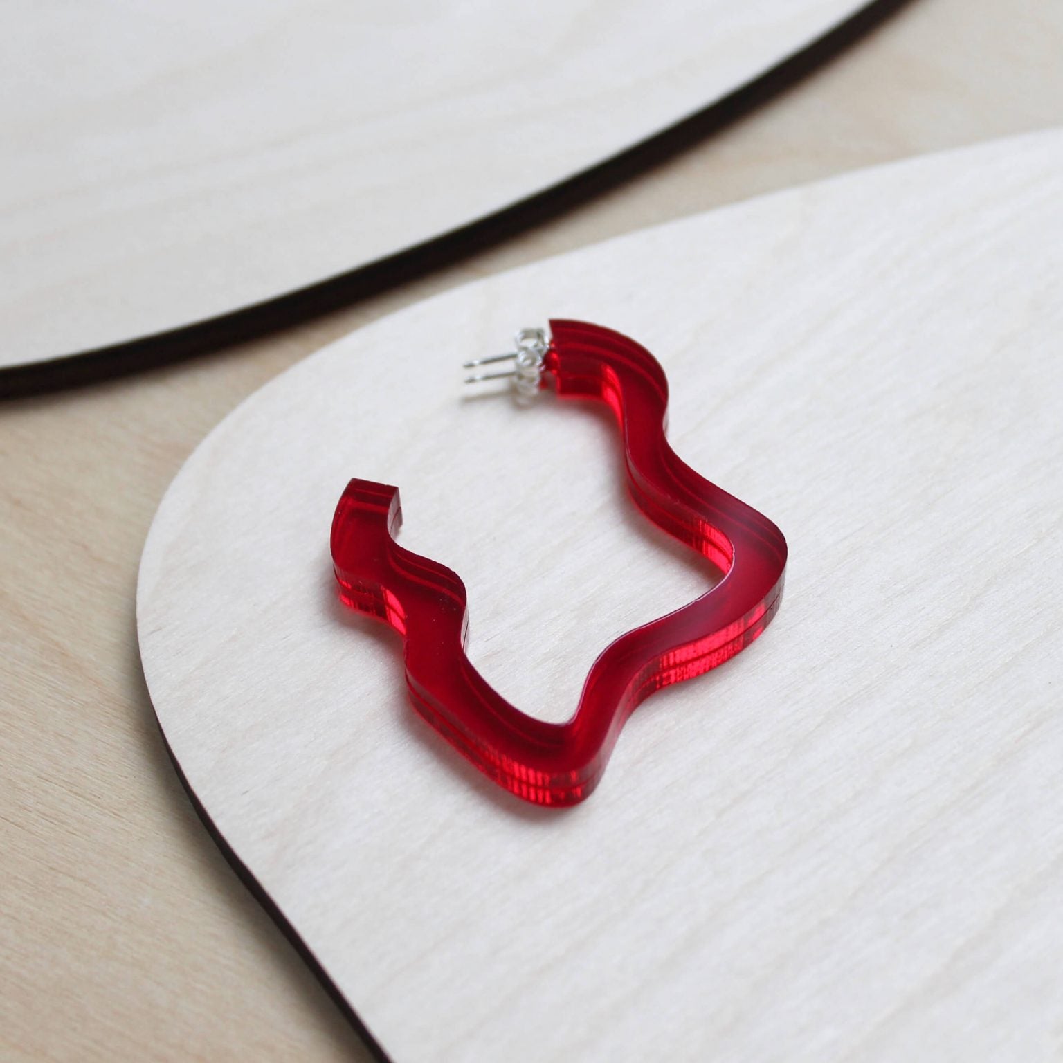 Squiggle Hoops | Red | Perspex | by Jules & Clem - Lifestory