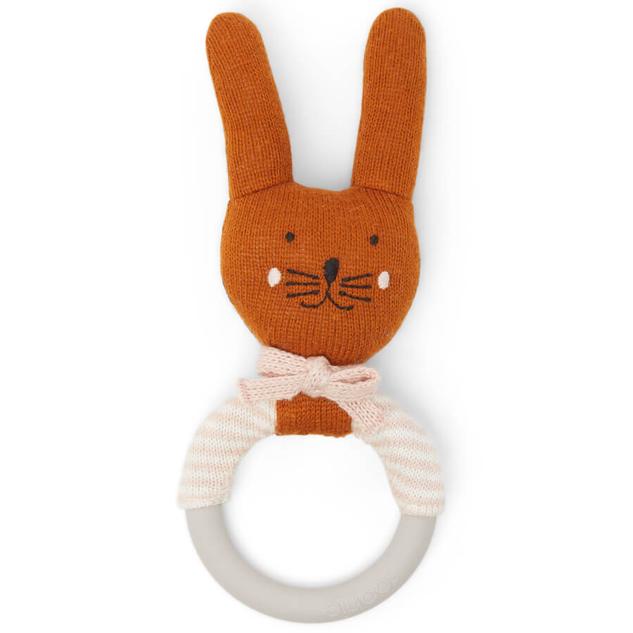 Rabbit Teether Rattle | Pink | Cotton & Silicone | by Sophie Home" - Lifestory