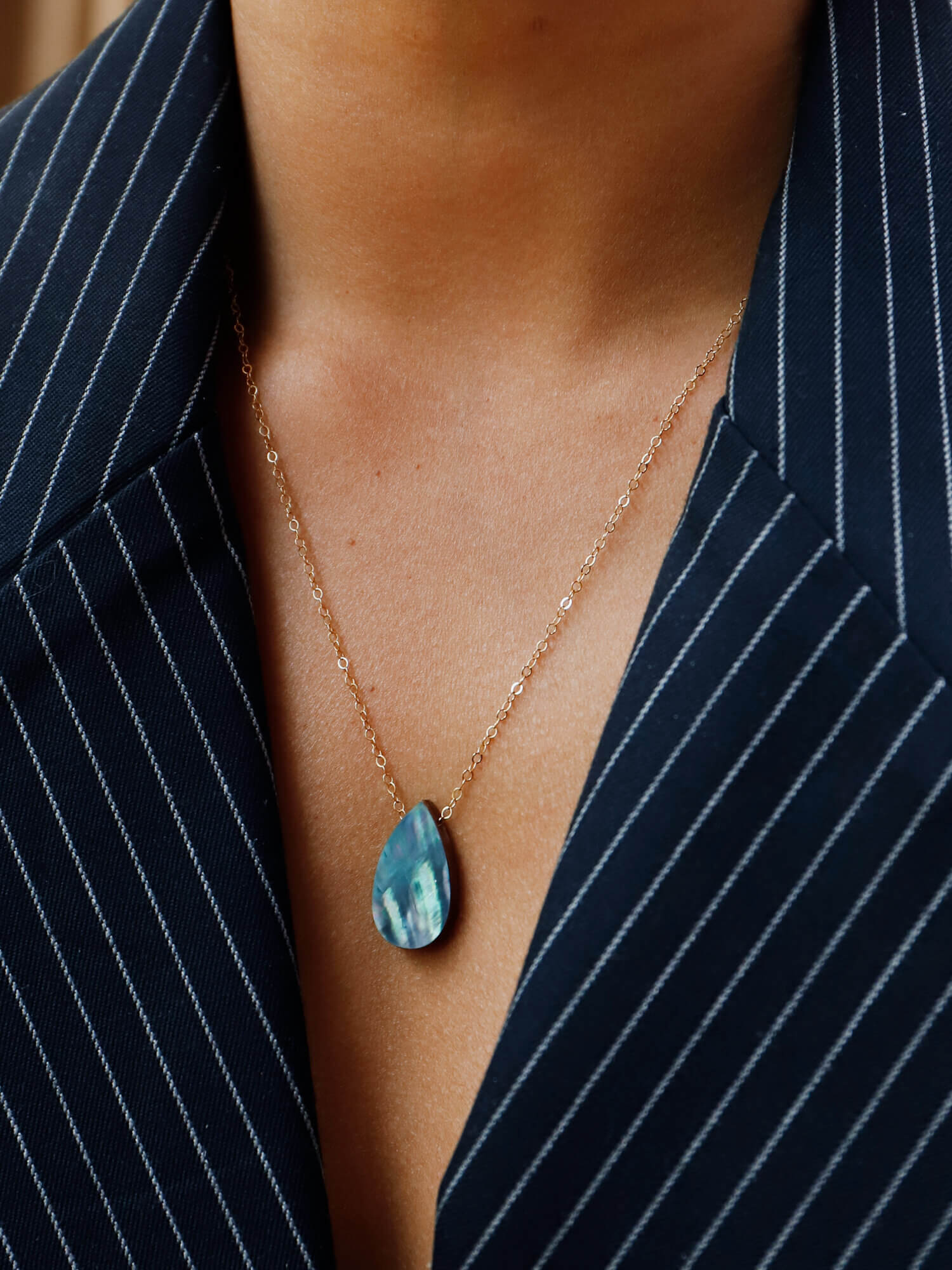 Raindrop Necklace | Sea Blue Shell | by Wolf & Moon - Lifestory