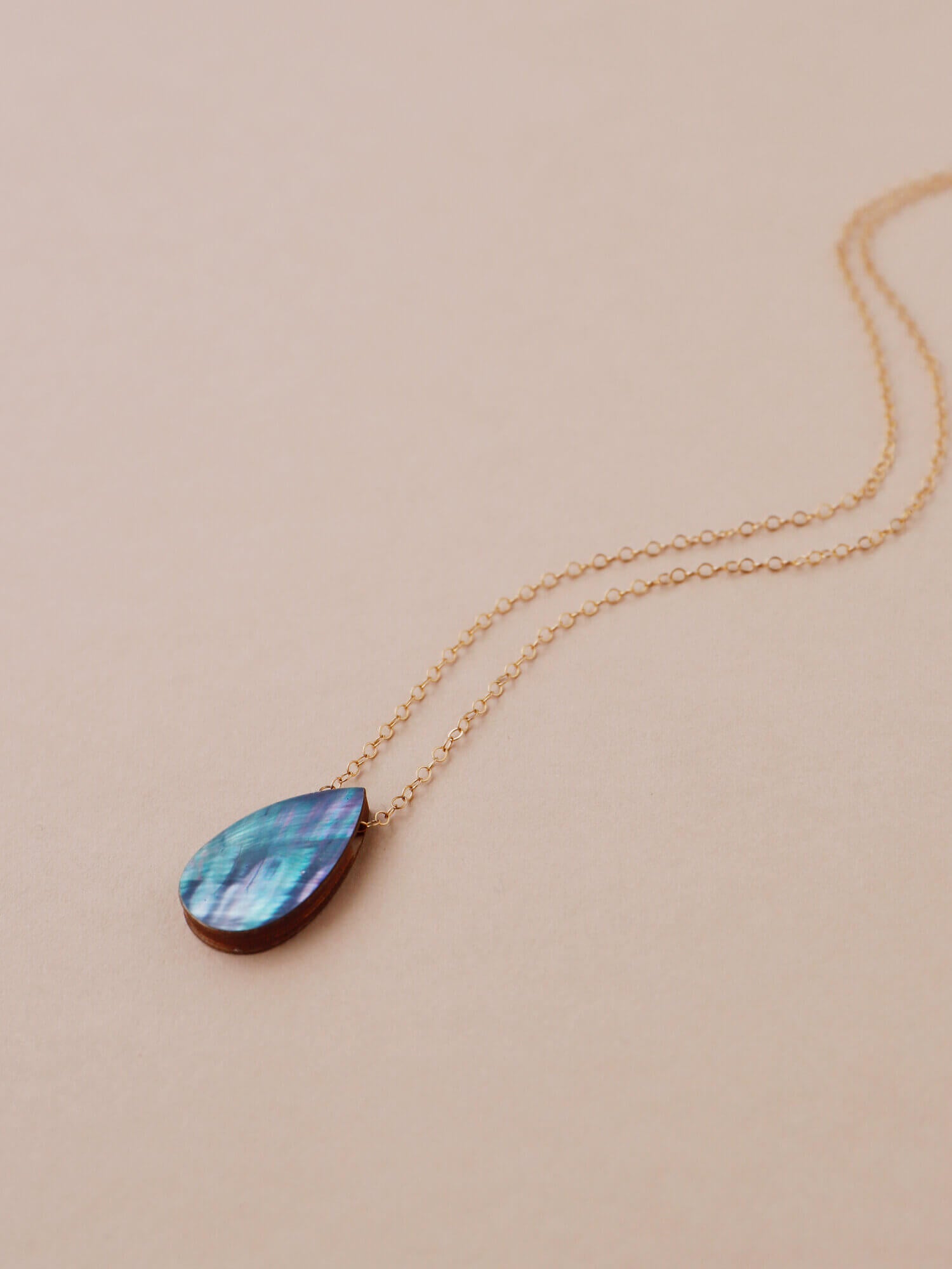 Raindrop Necklace | Sea Blue Shell | by Wolf & Moon - Lifestory