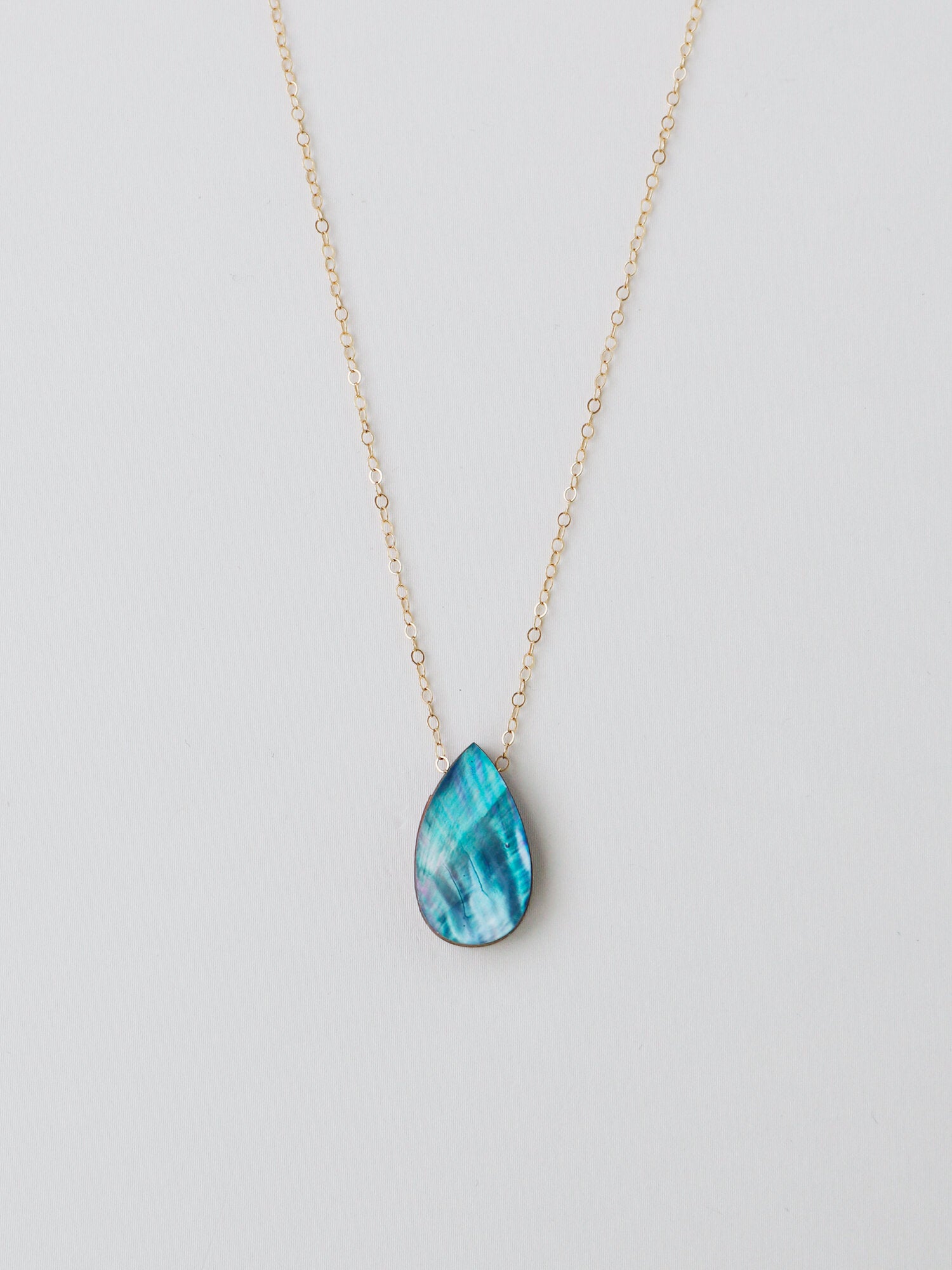 Raindrop Necklace | Sea Blue Shell | by Wolf & Moon - Lifestory