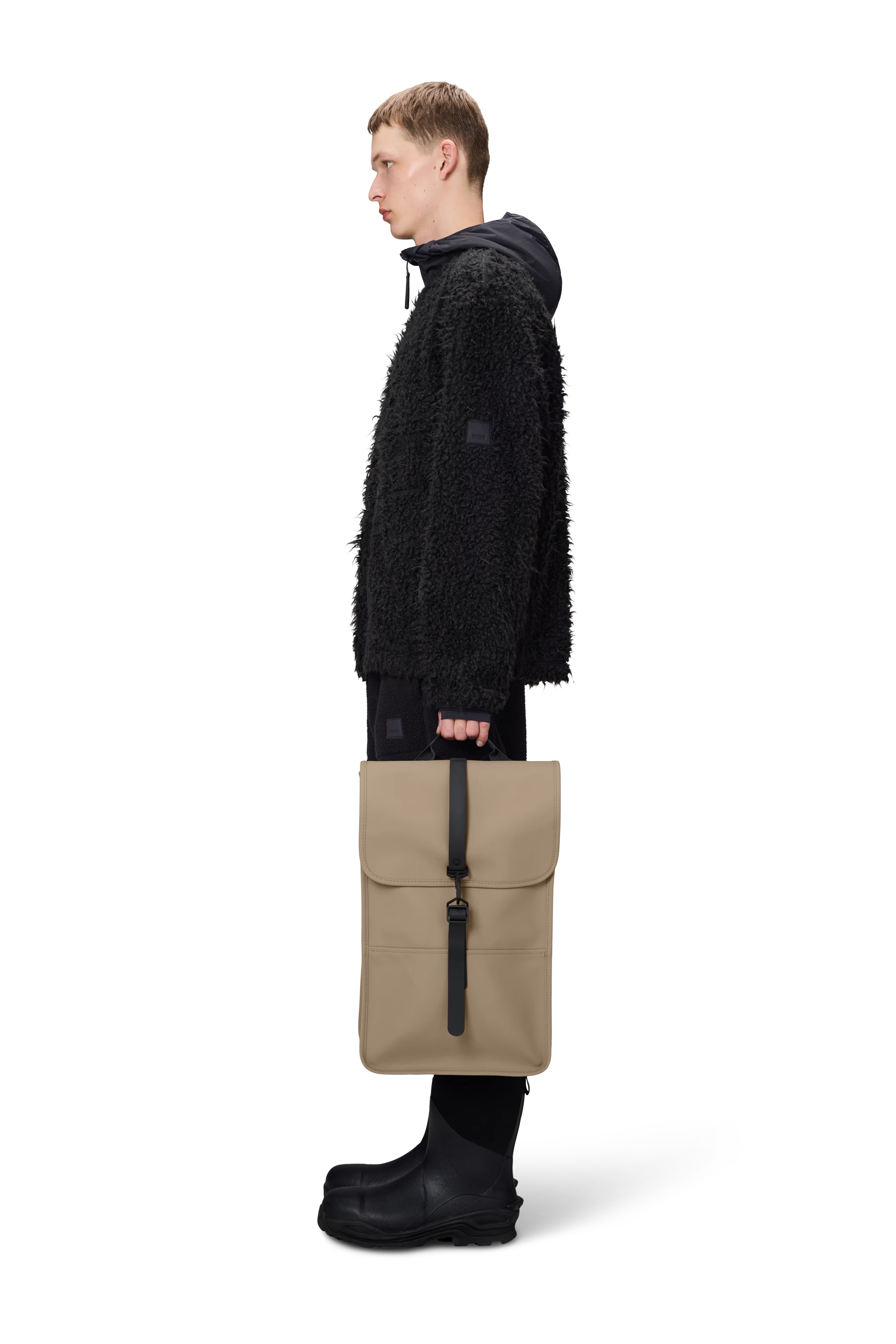 Rains Backpack in Beige | Waterproof