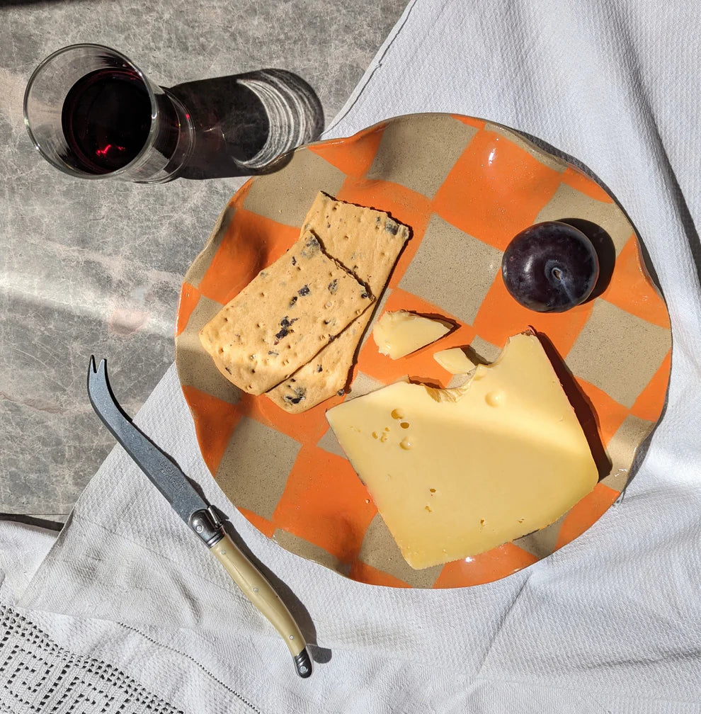 Rosie Gore Wavy Check Round Platter in Various Colours