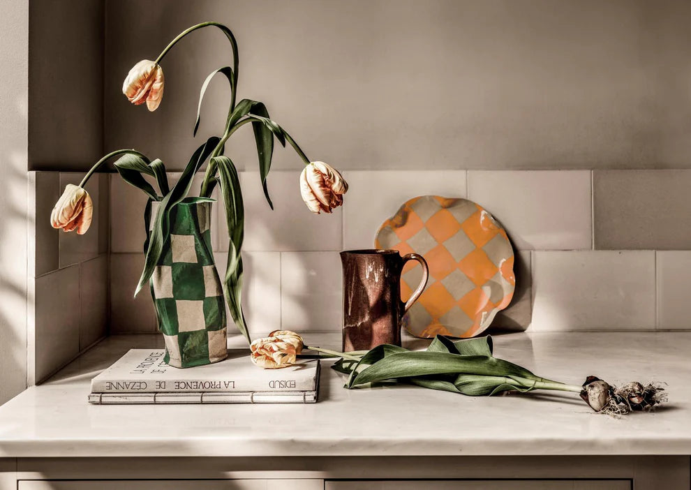 Rosie Gore Wavy Check Round Platter in Various Colours