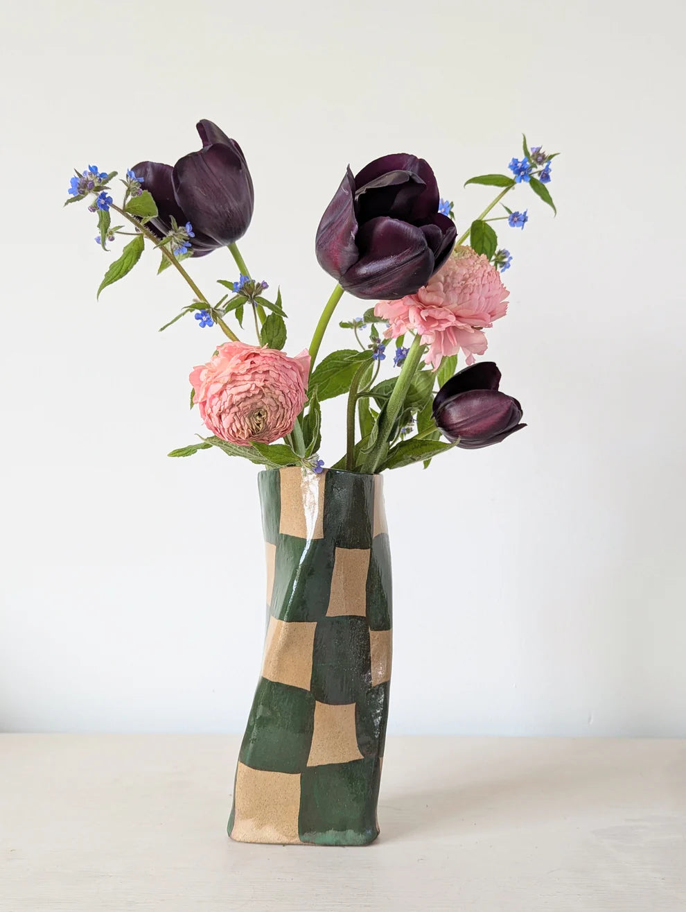 Rosie Gore Check Twist Vase in Various Colours - Lifestory