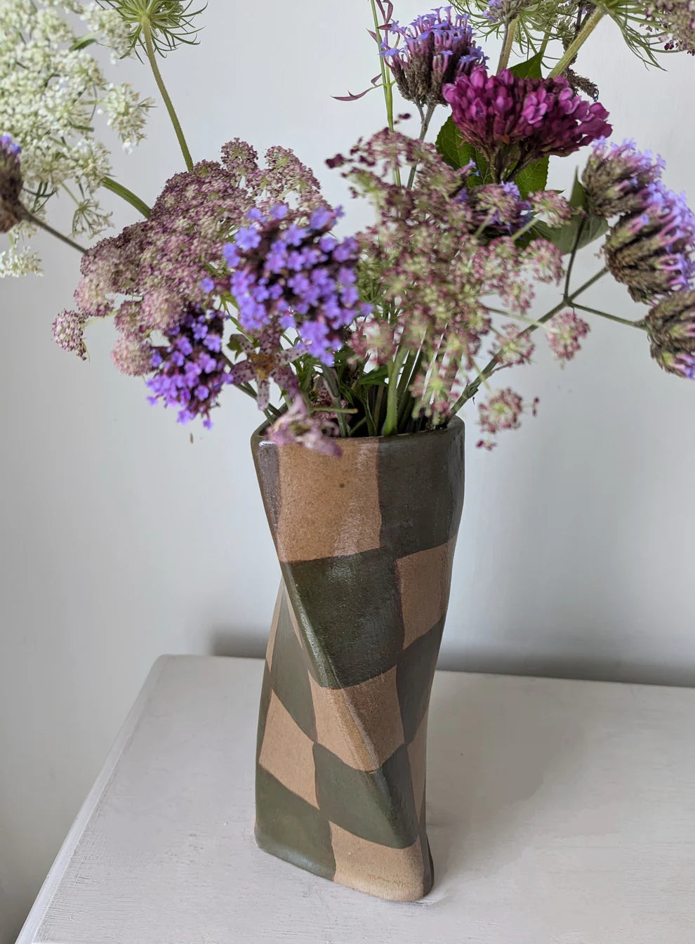 Rosie Gore Check Twist Vase in Various Colours - Lifestory