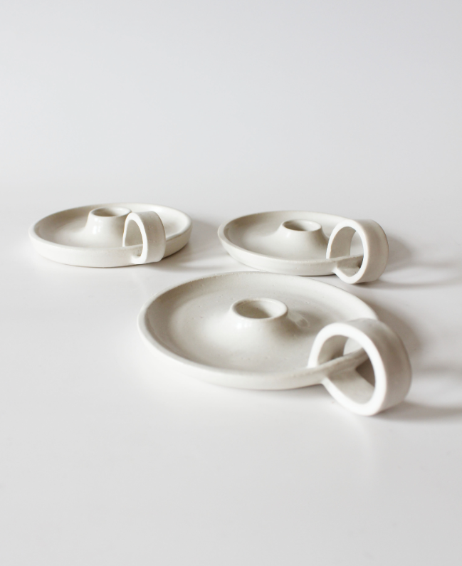 Candle Holder | Mist White | Handmade Ceramic | by Bowbeer Designs - Lifestory - Bowbeer Designs
