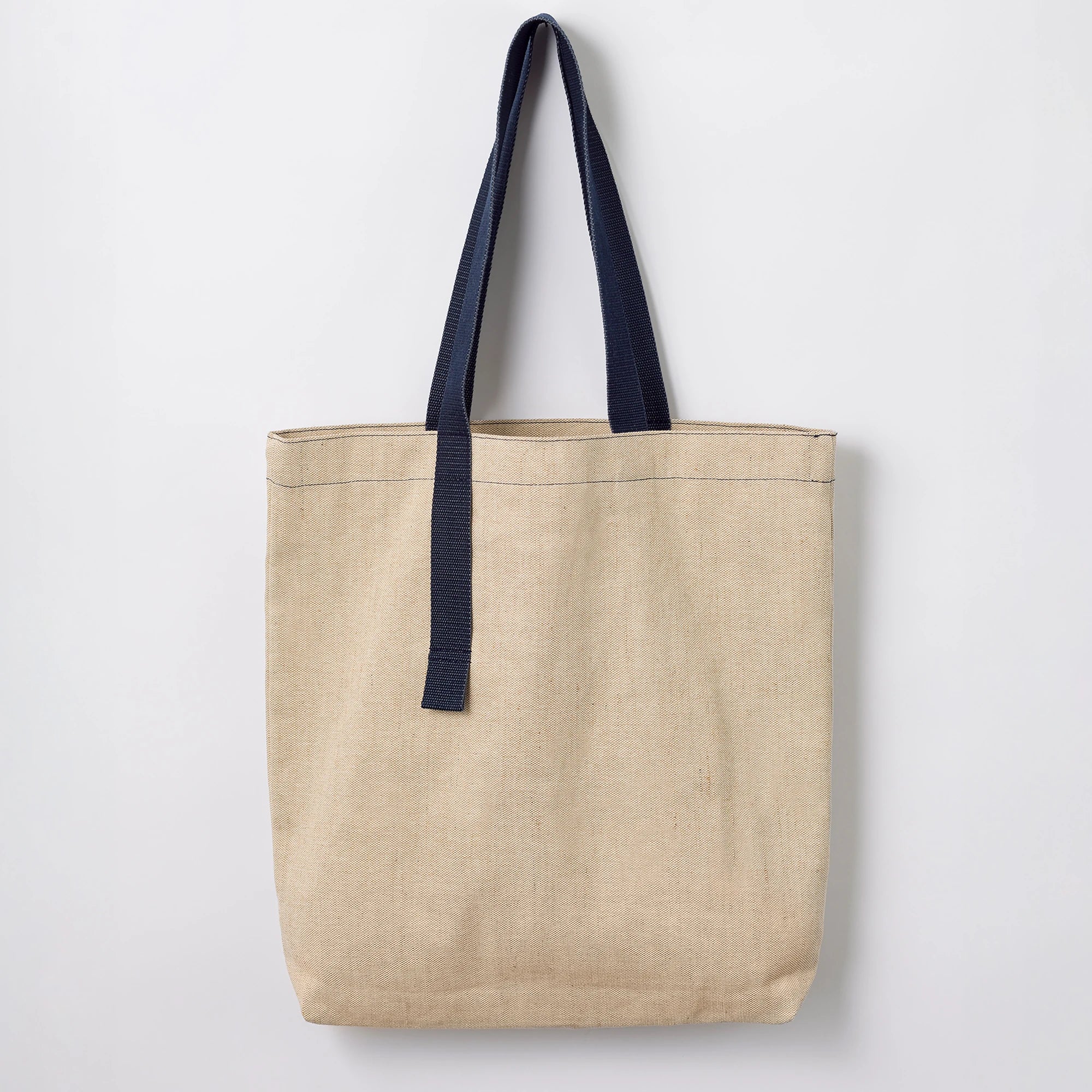 Midnight Blue Shangies tote bag with navy handles on a light gray background | Lifestory
