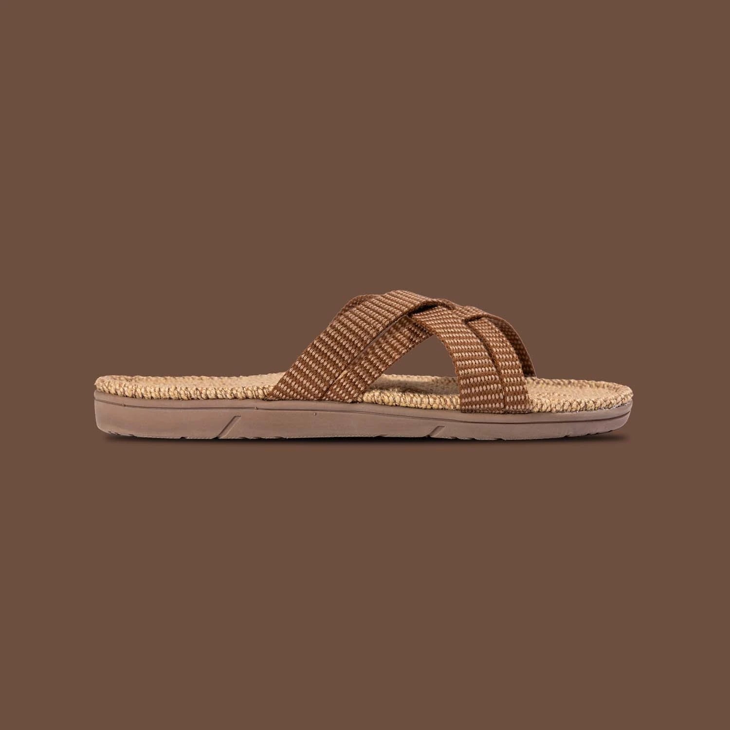 Shangies Danish Sandals in cocoa tones on a brown background - Womens 1 | Light Breathable Washable - Lifestory