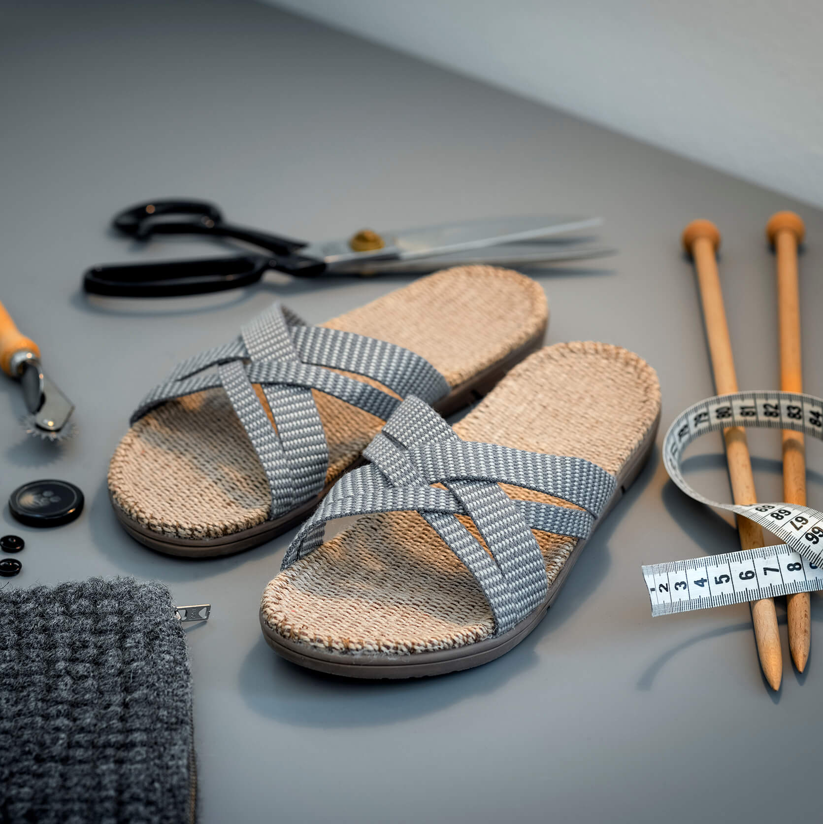 Danish Sandals - Womens #1 | Grey Stripes | Light Breathable Washable | by Shangies - Lifestory - Shangies by Stilov