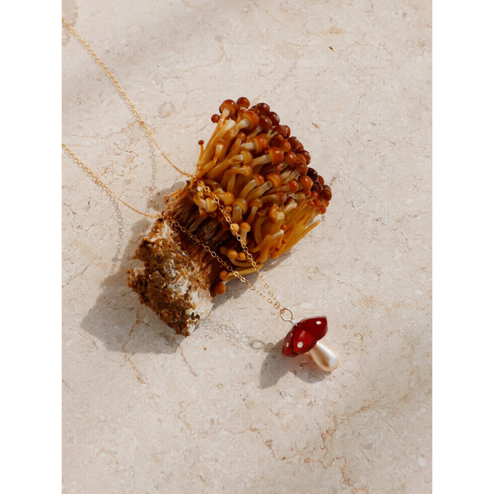 Shroom Necklace | Red | Acrylic & Glass | by Wolf & Moon - Lifestory