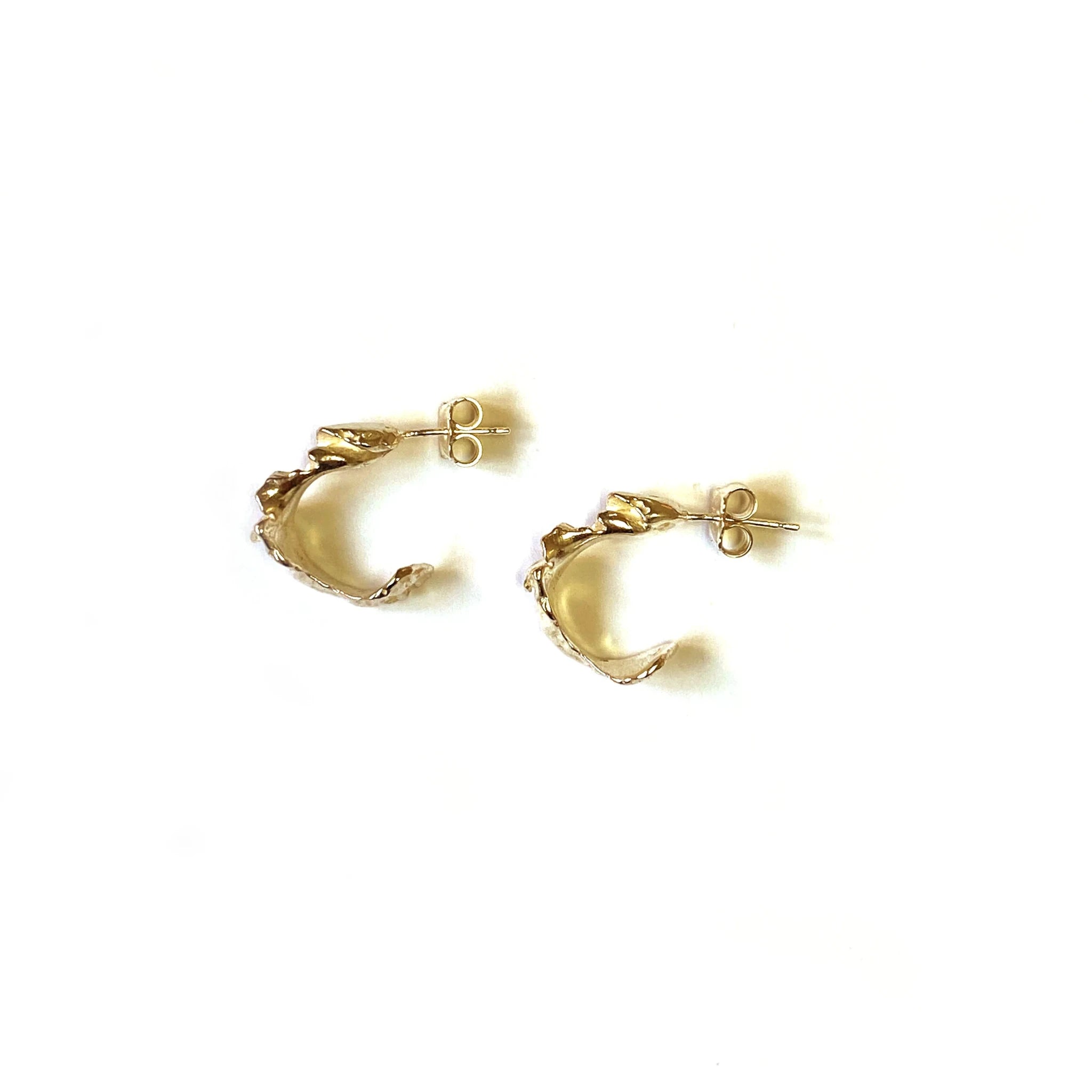 Small Fragmented Shell Hoops in Silver or Gold by Hannah Bourn - Lifestory