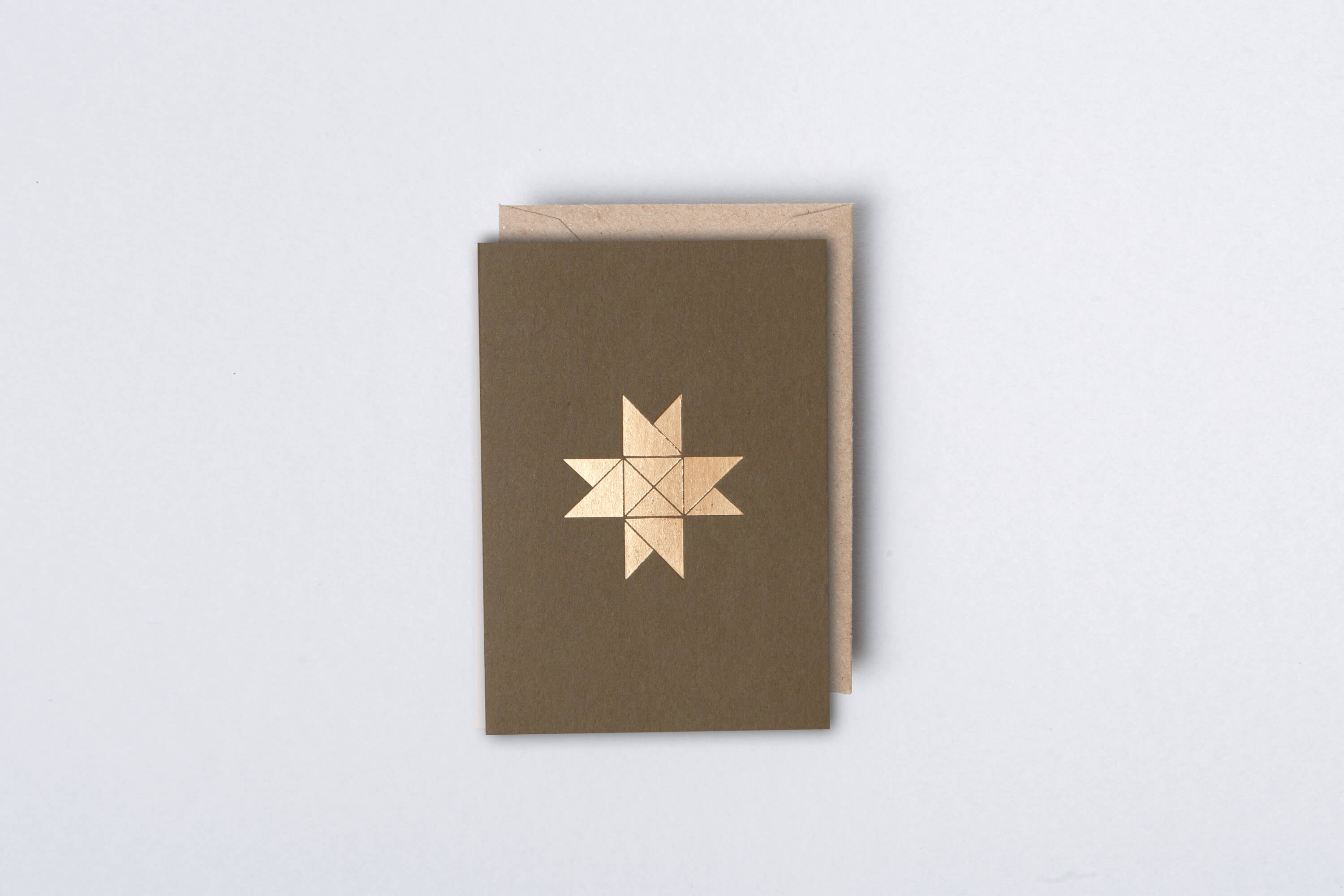 Small Froebel Star Card | Brass on Moss | Foil Blocked | by Ola - Lifestory