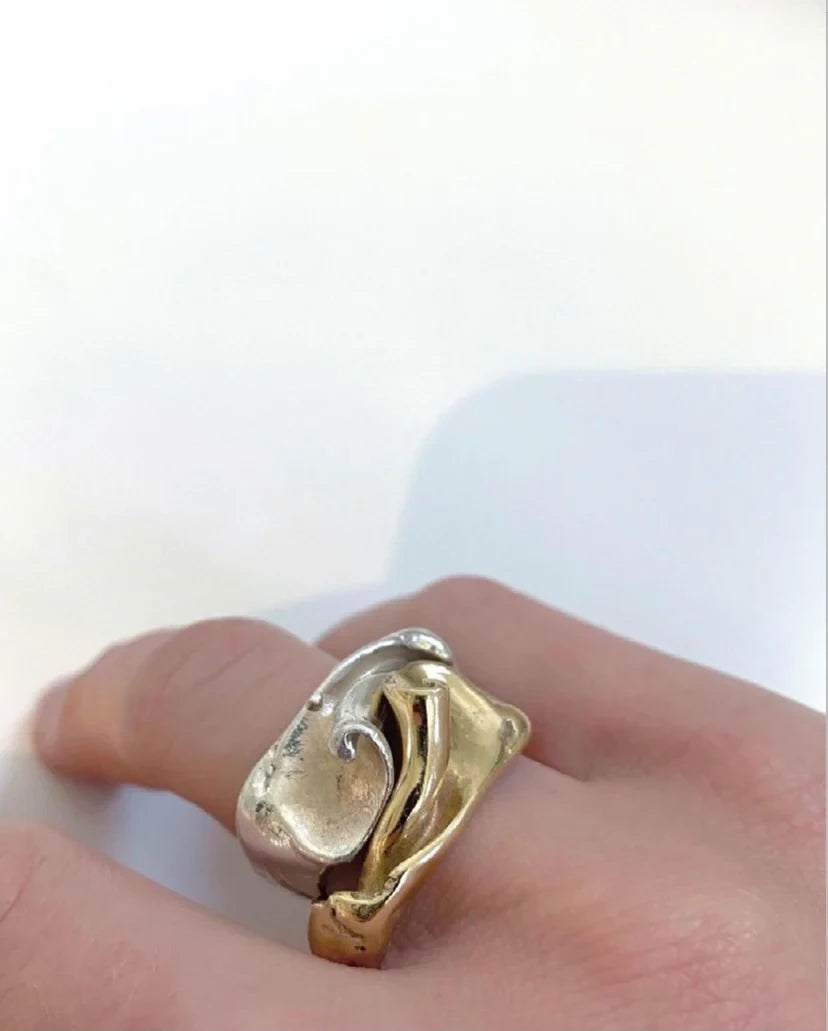 Smooth Fragmented Shell Ring in Gold by Hannah Bourn - Lifestory