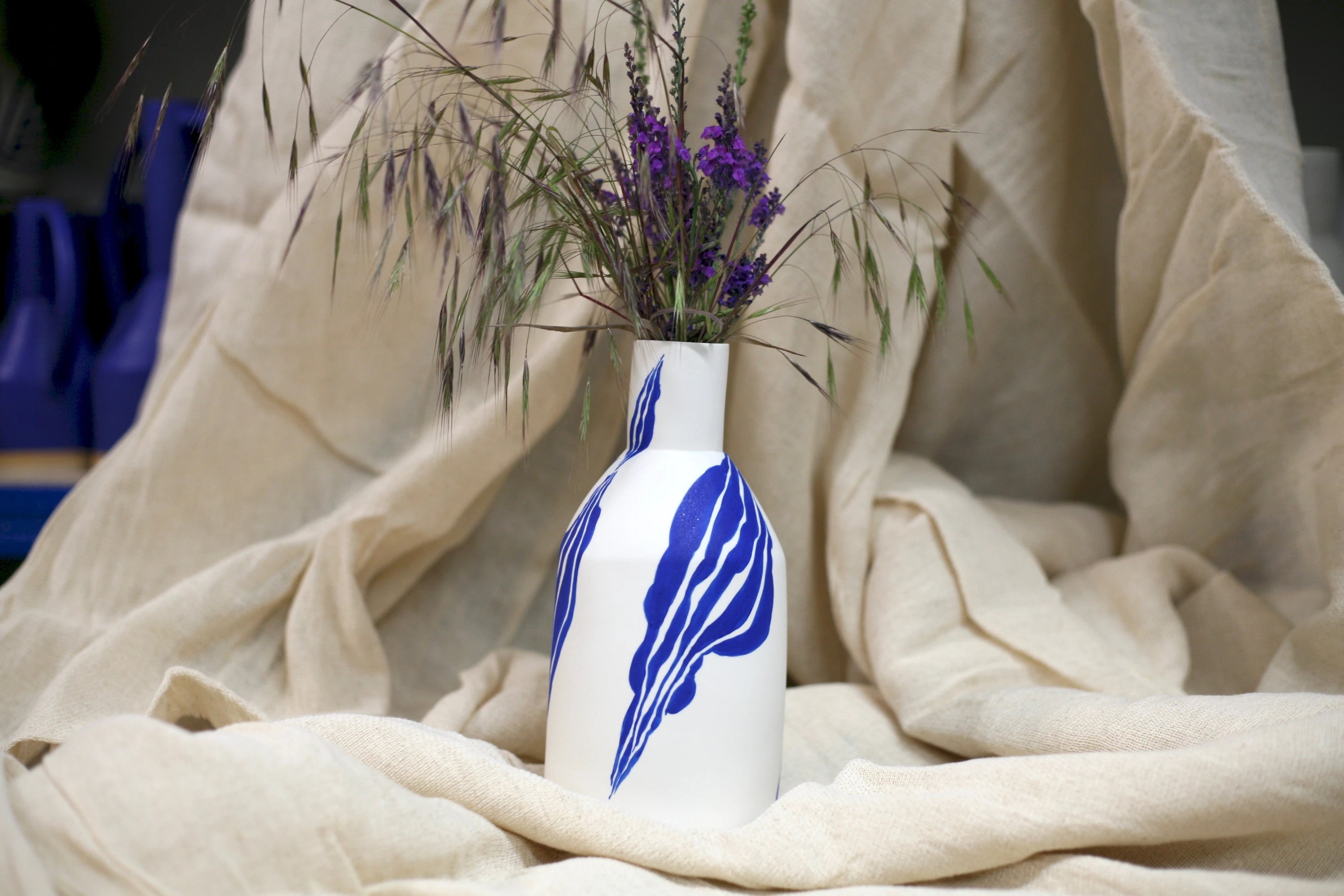 Sophie Alda Tall Porcelain Bottle Vase in Leaf - Lifestory
