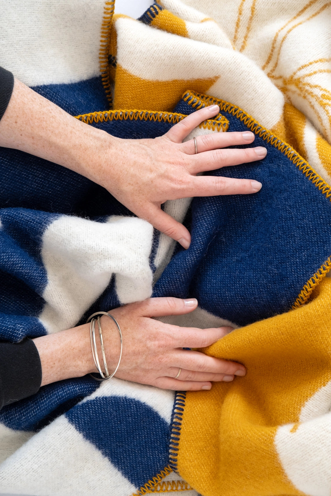 Wool 'Deko' Blanket | Navy | by Sophie Home - Lifestory