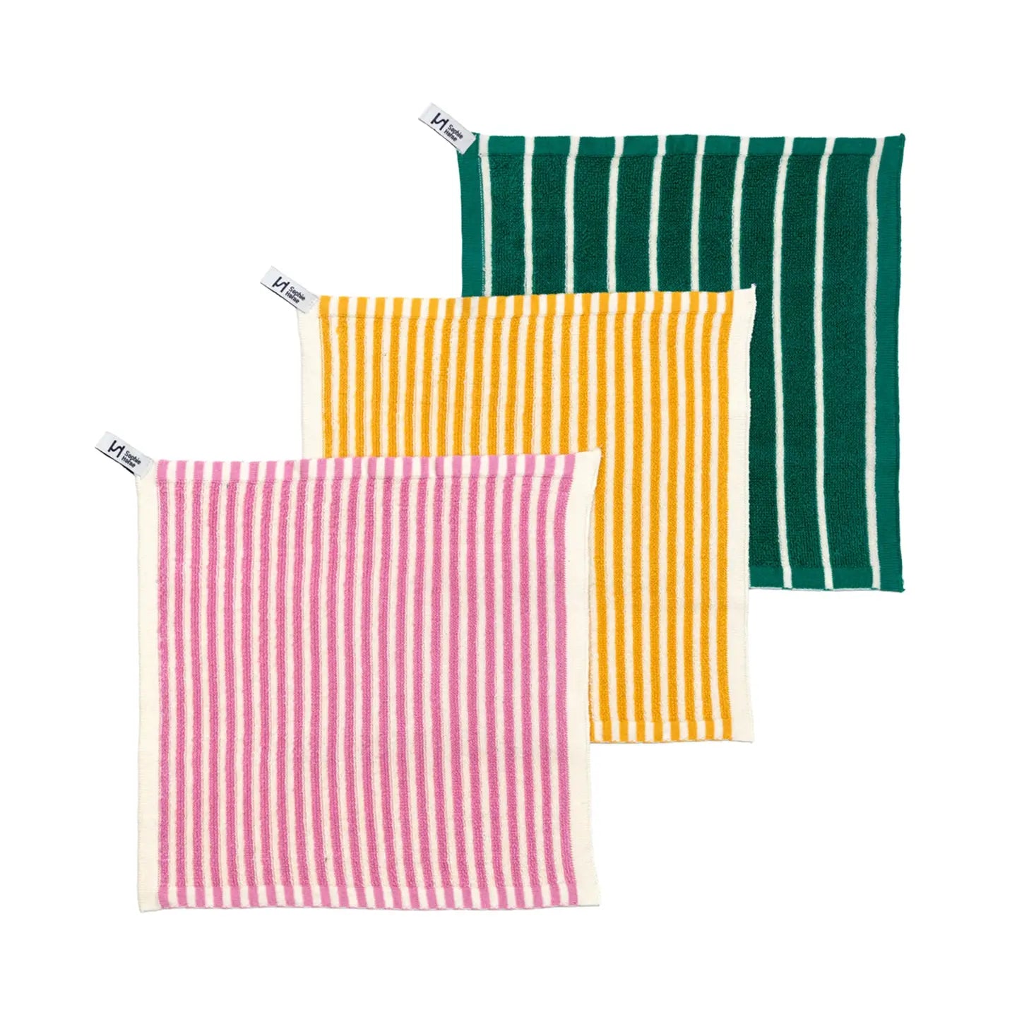 Sophie Home Kids Reusable Striped Terry Washcloths - Set of 3 - Lifestory