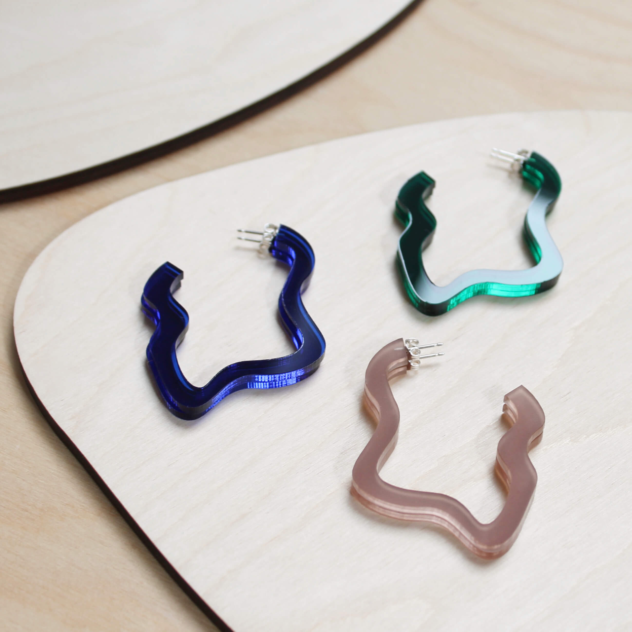 Squiggle Hoops | Tan | Perspex | by Jules & Clem - Lifestory