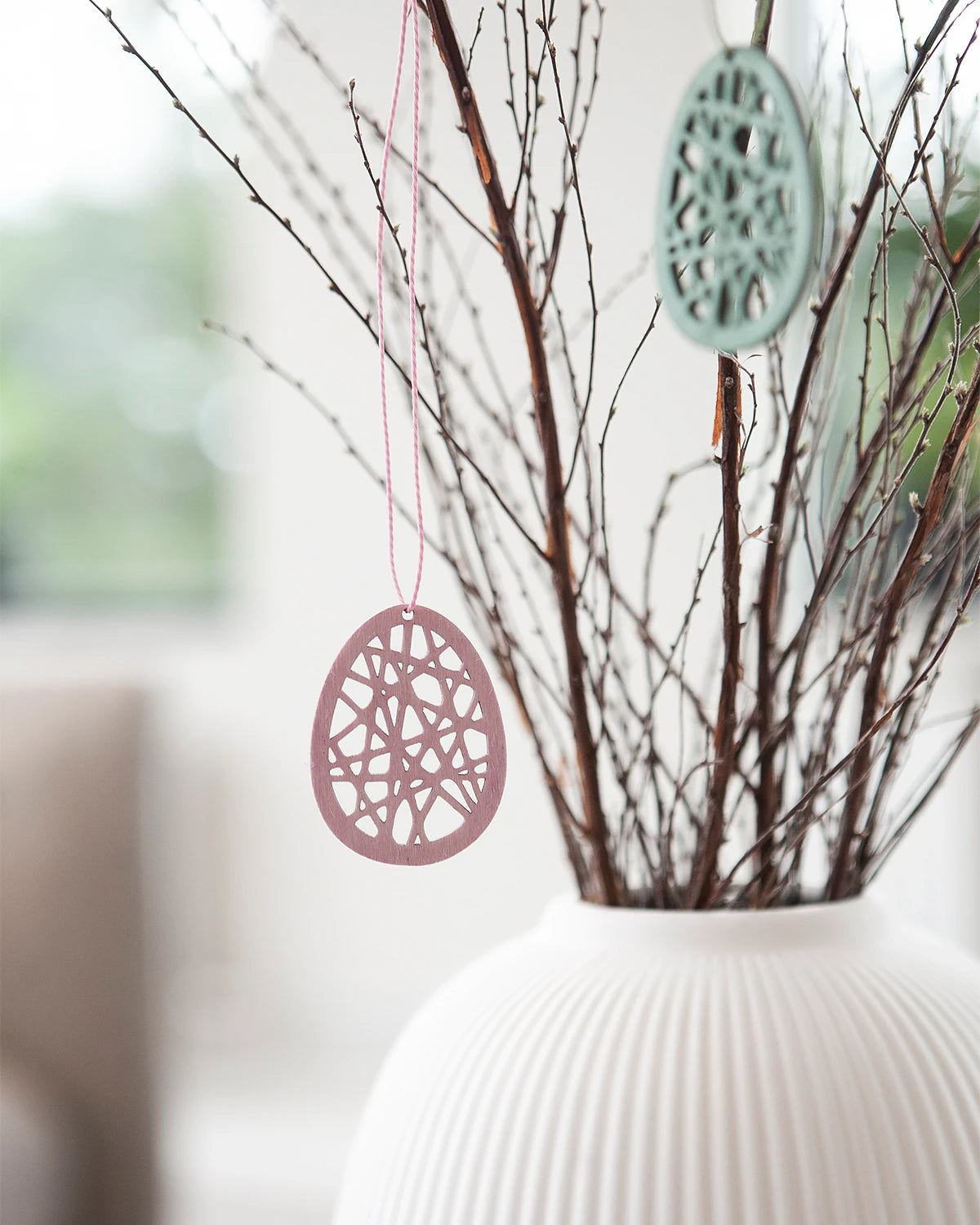 Storefactory 'Steninge' Hanging Wooden Egg Decoration in Various Colours - Lifestory