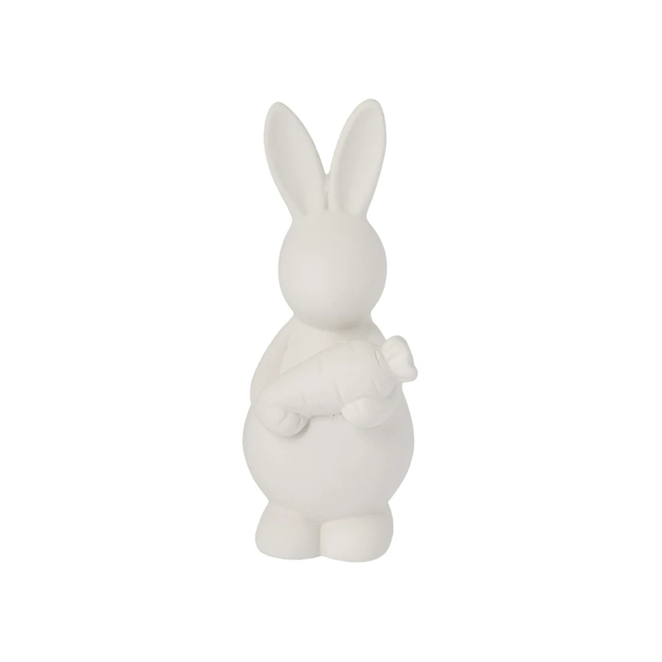 Storefactory 'Harry' Small Ceramic Bunny with Carrot in Matte White - Lifestory