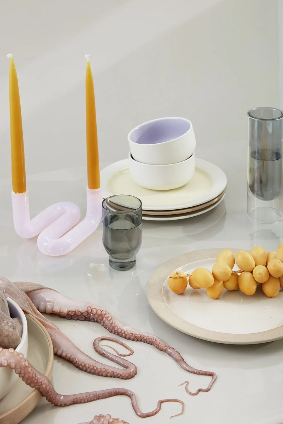 Studio About Wave Candle Holder, Milky Rose