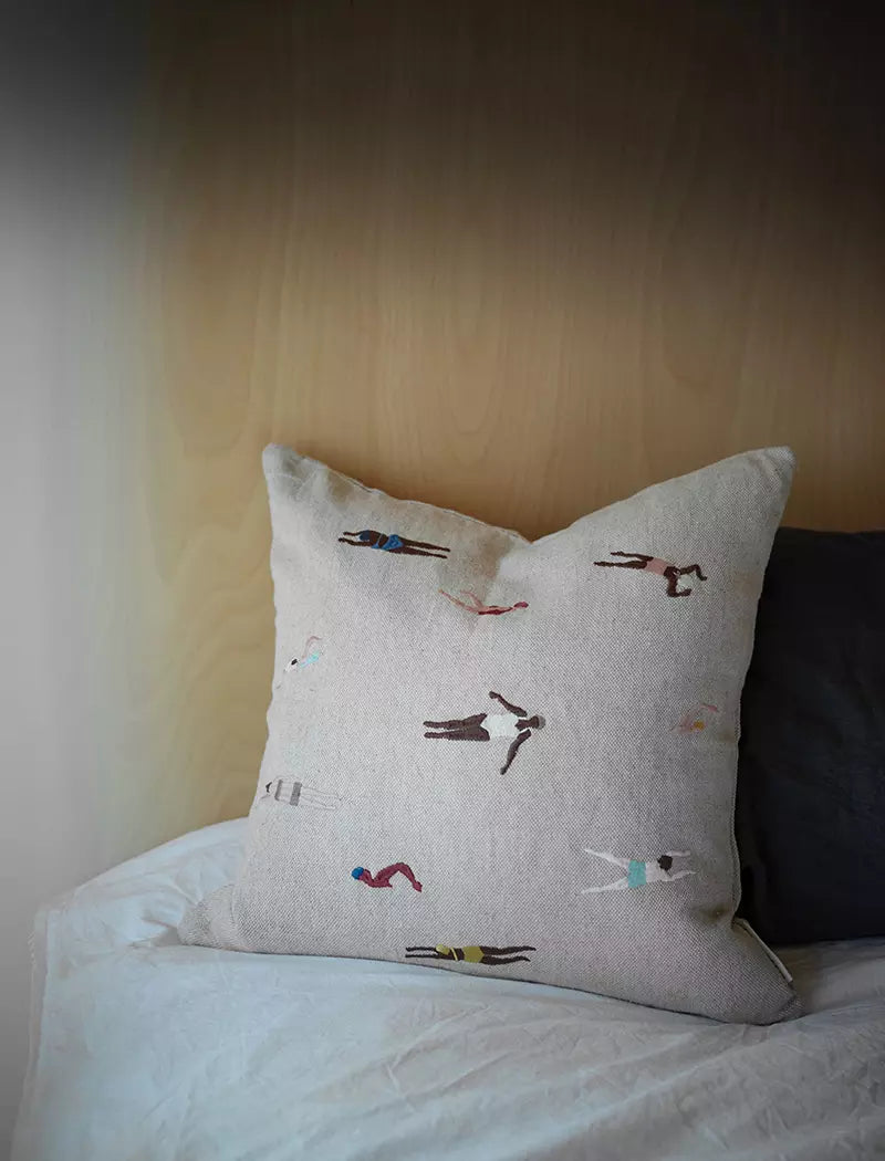 Swimmers Embroidered Cushion | With Inner | by Fine Little Day - Lifestory