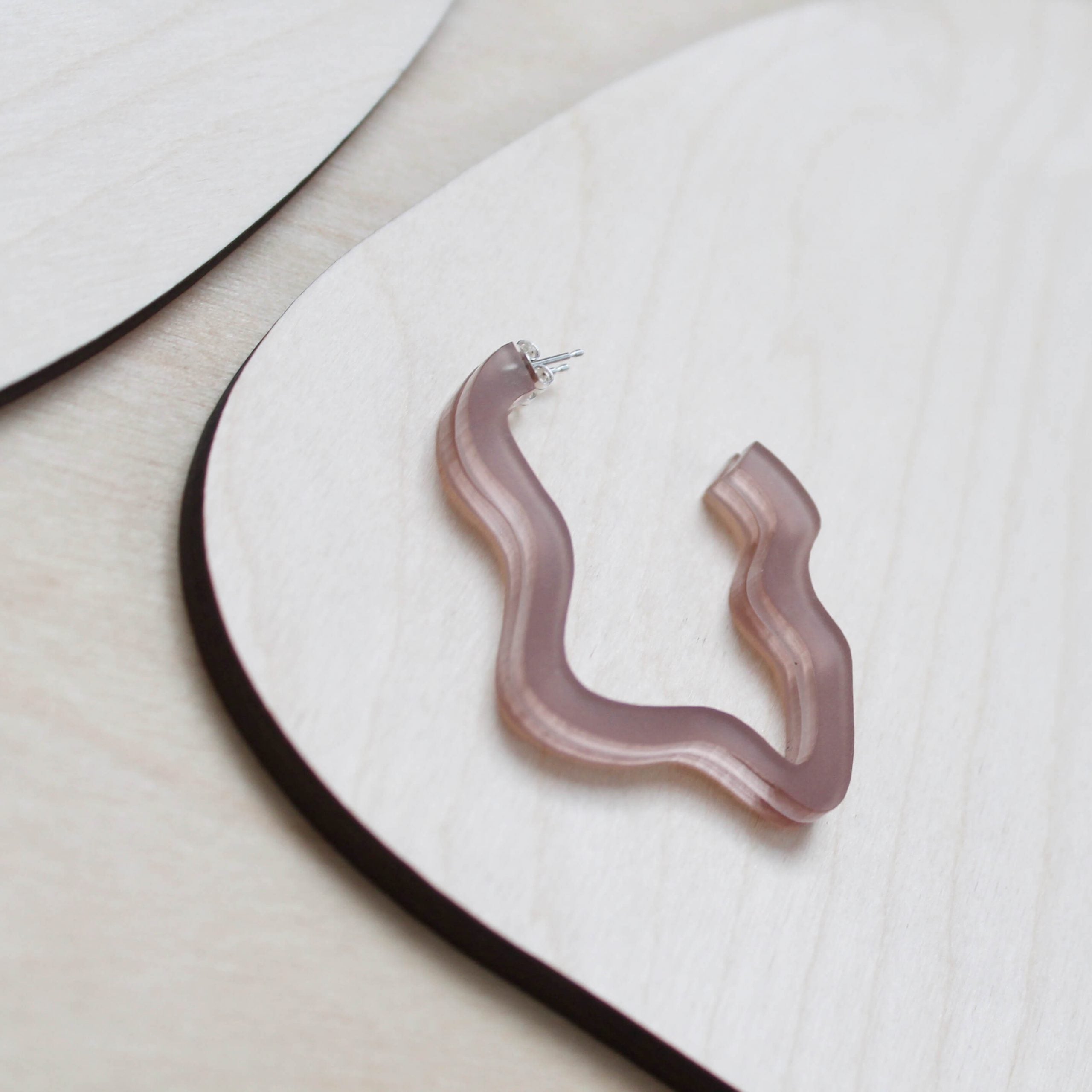 Squiggle Hoops | Tan | Perspex | by Jules & Clem - Lifestory