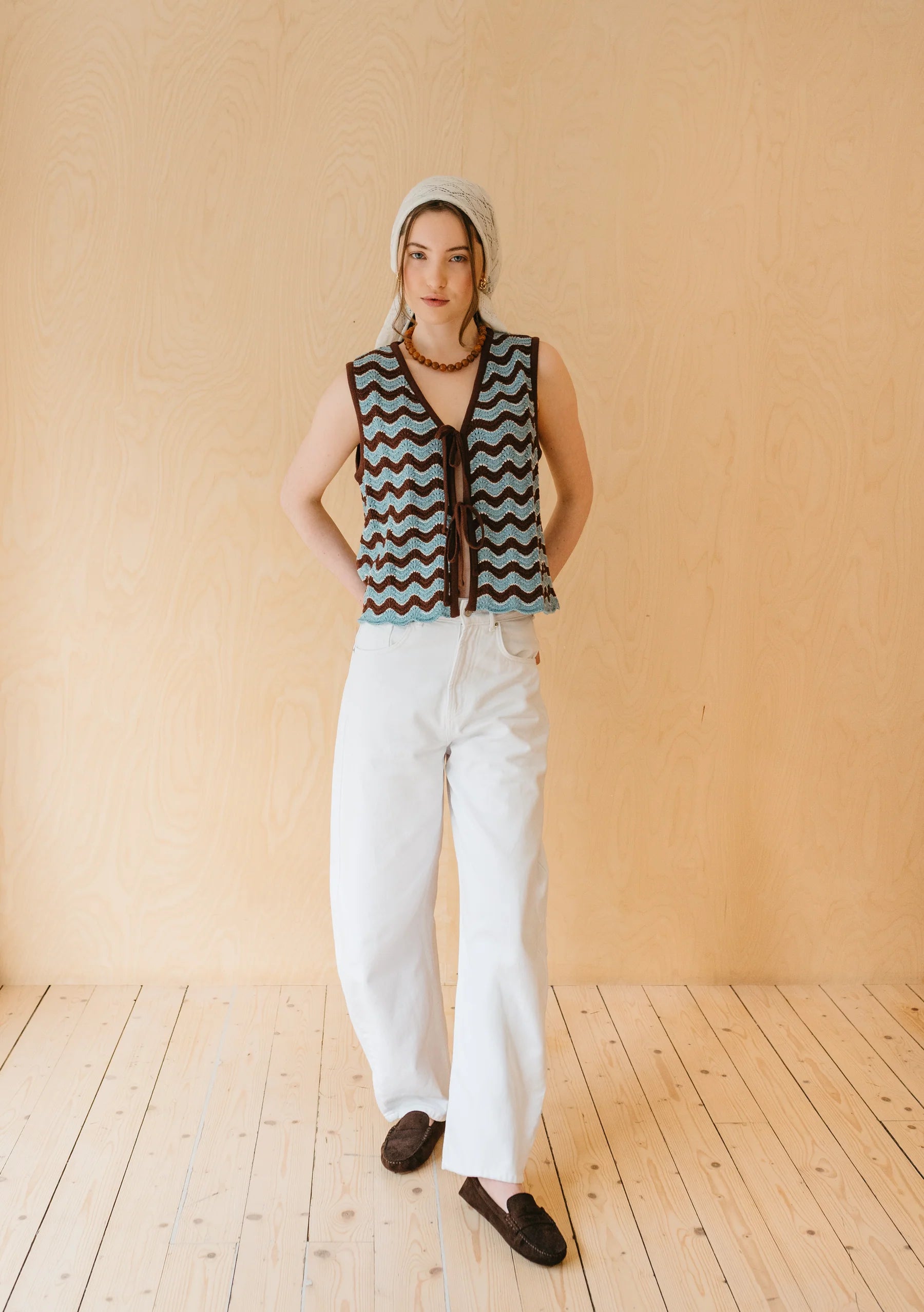 TBCo Cotton Knitted Vest in Blue Wave
