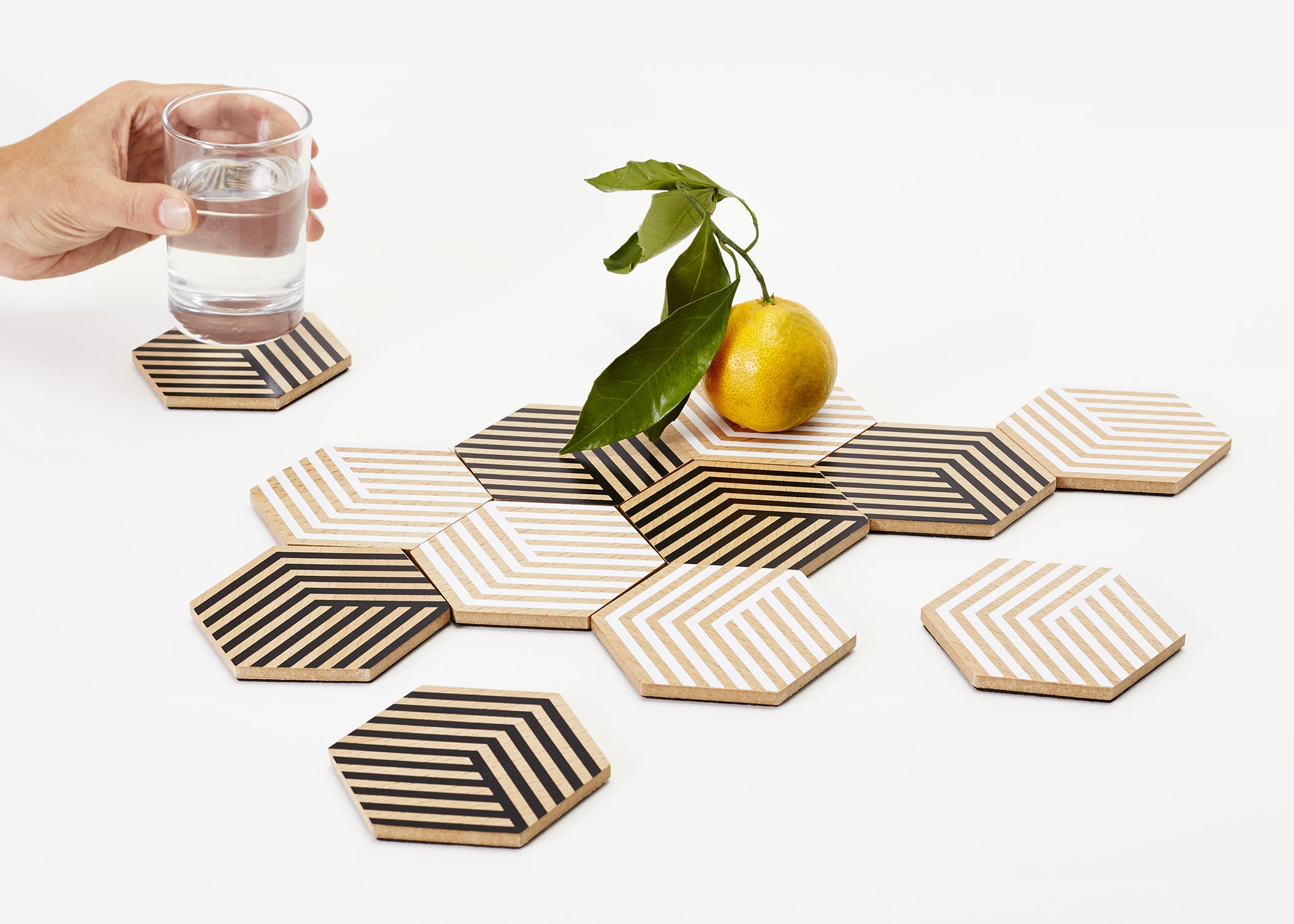 Coaster Set | Table Tiles | Black & Beech OR White & Beech | by Areaware - Lifestory