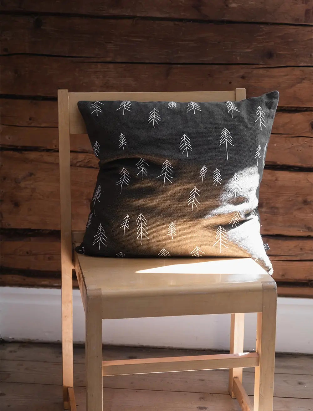 Tall Embroidered Cushion With Inner | Pine Trees Green | by Fine Little Day - Lifestory