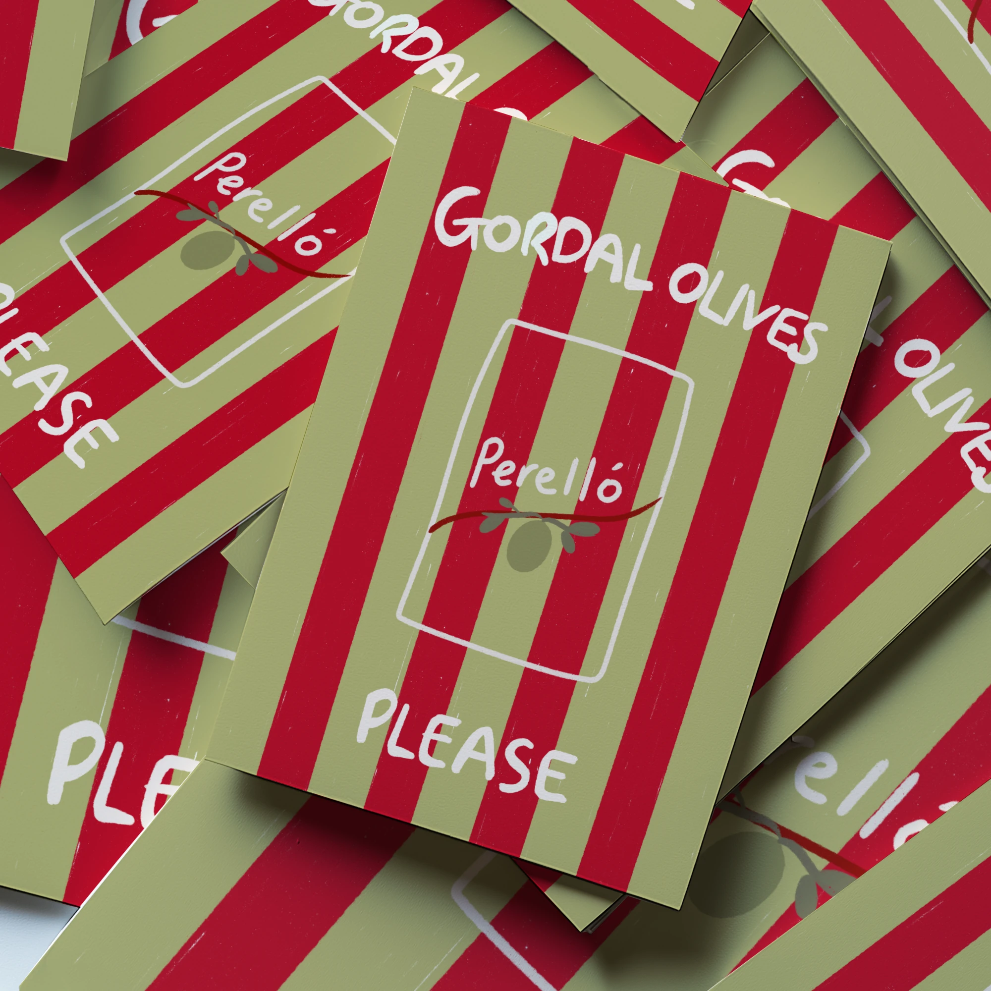 Tecari Designs 'Gordal Olives Please' A3 Unframed Print in a print pile