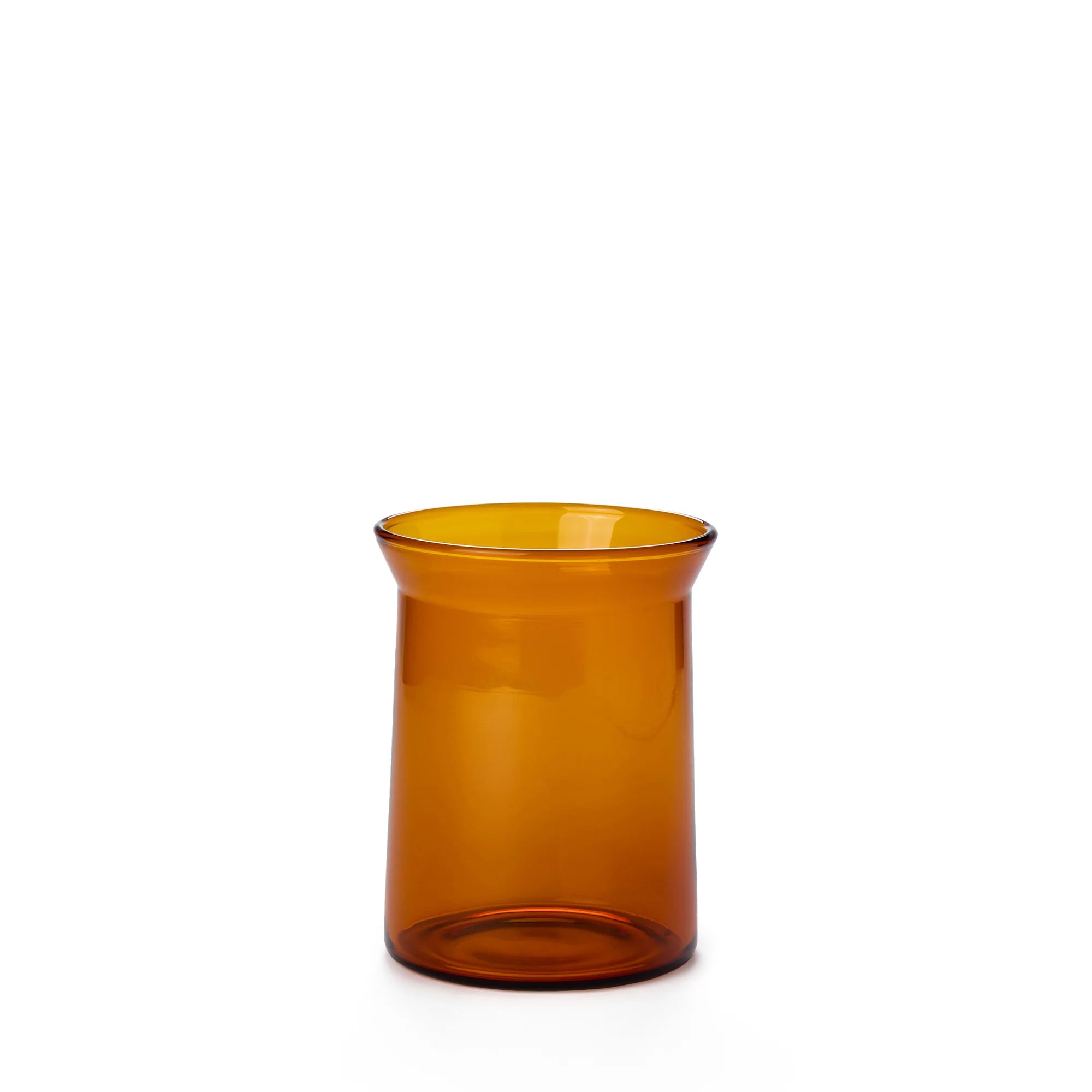 Amber glass candle holder on a white background
