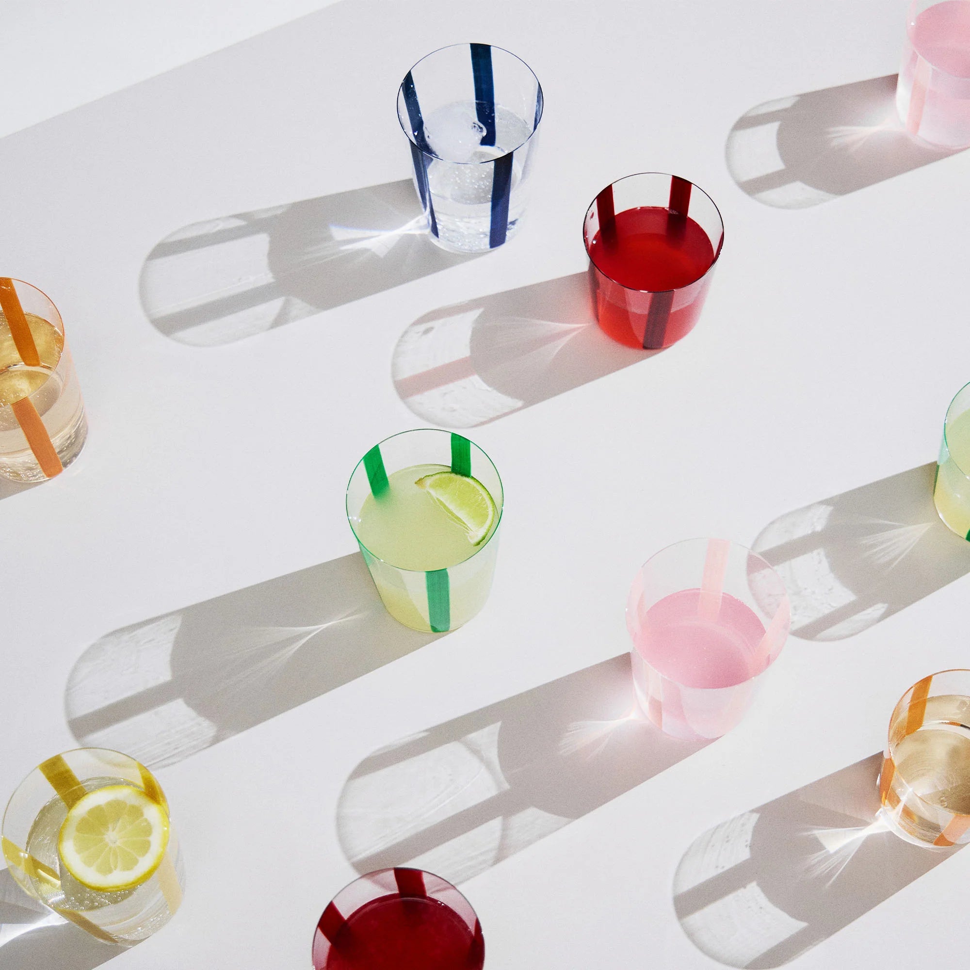 Nova Stripe Tall Glass Tumbler Set of 4 by The Conran Shop - Lifestory