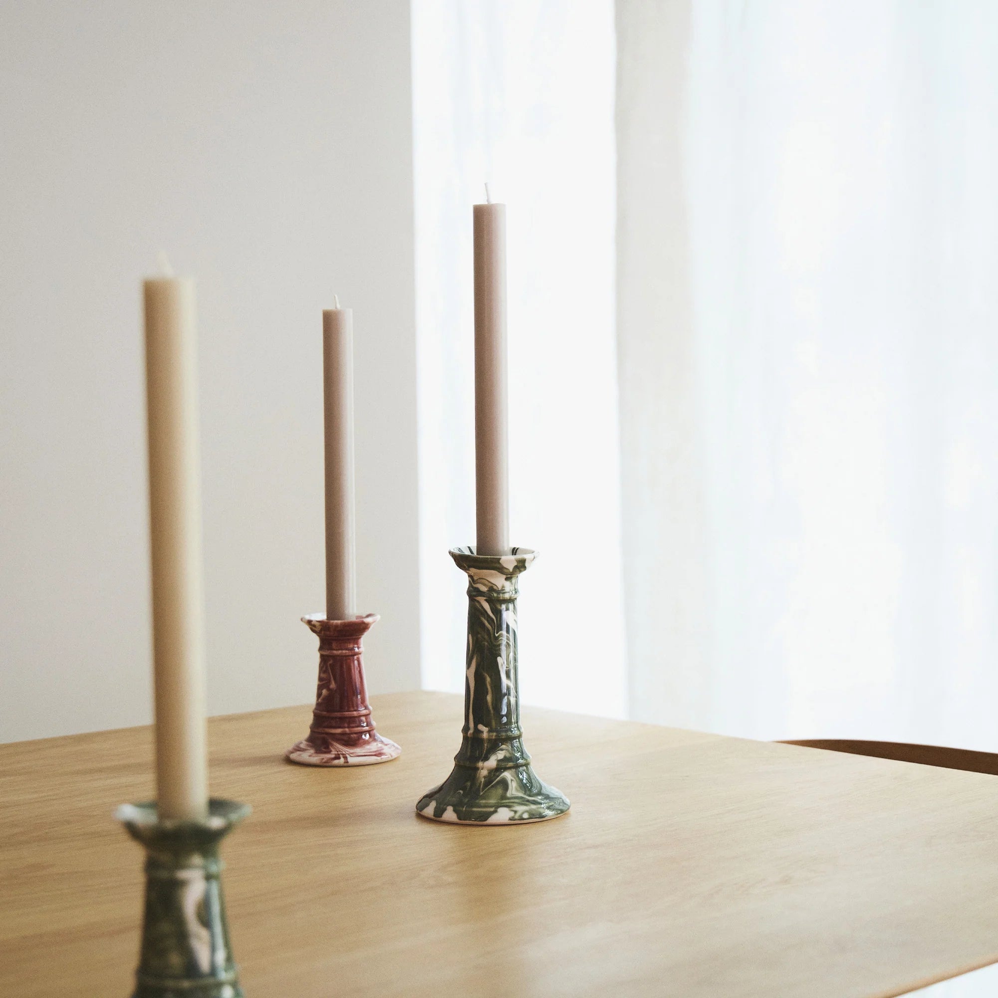 Wardour Stubby Candle Holder in Marbled Earthenware by The Conran Shop