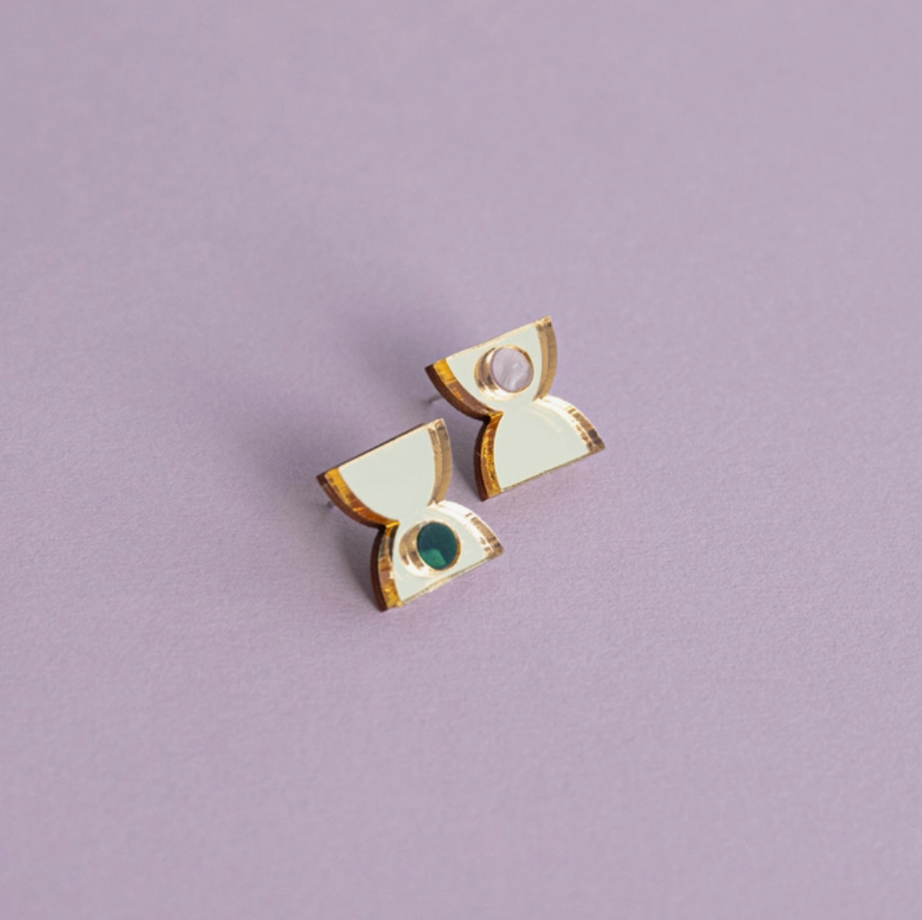 Time Stud Earrings | Gold | Acrylic & Brass | by Pepper You - Lifestory