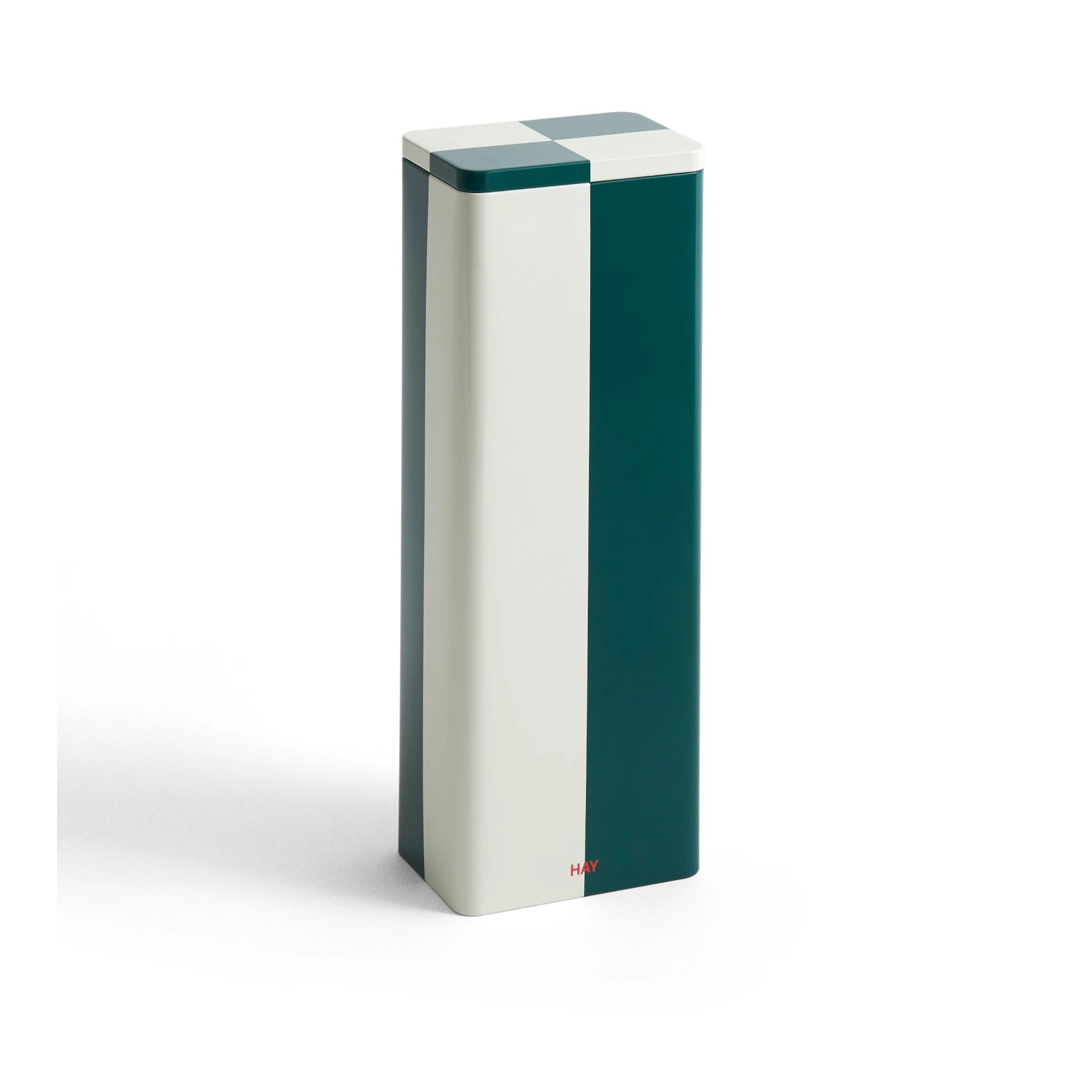 Slim Tin Container in green and off-white by HAY | Lifestory