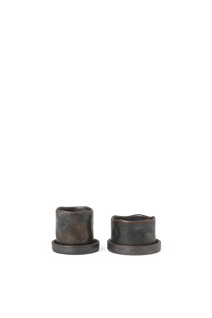 Uneru Mini Pots - Set of 2 | Black | Ceramic | by ferm Living - Lifestory - ferm LIVING