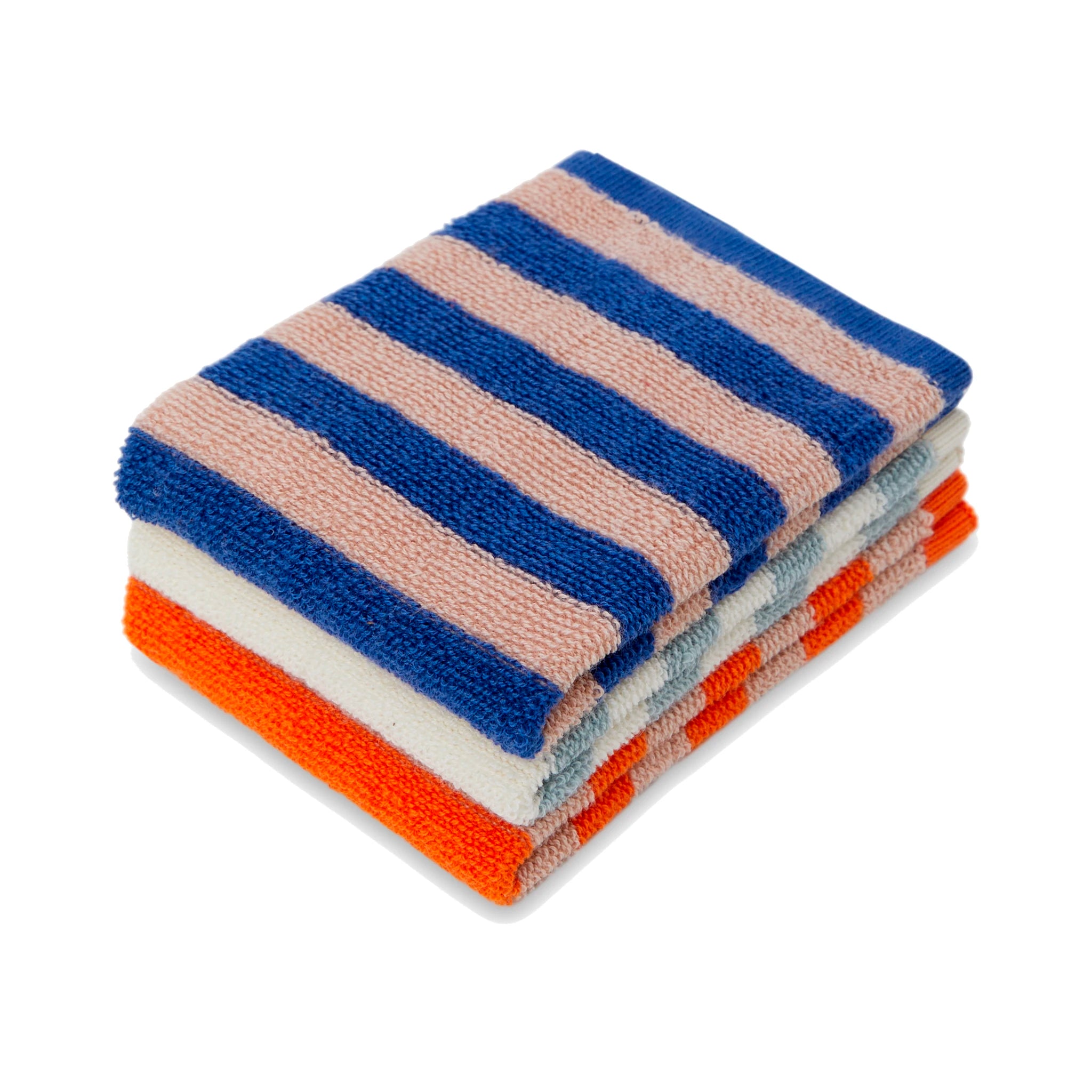 Reusable Striped Terry Cotton Washcloths in Cobalt by Sophie Home at Lifestory