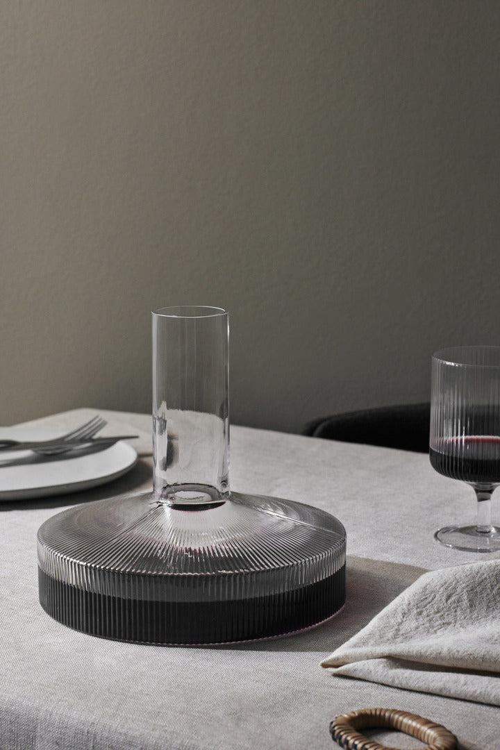 ferm Living Ripple Wine Carafe in Clear Glass - Lifestory