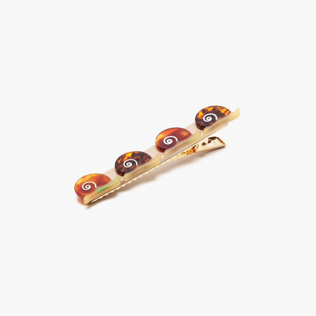 Winona Irene Escargot Snail Alligator Hair Clip seen from the side view