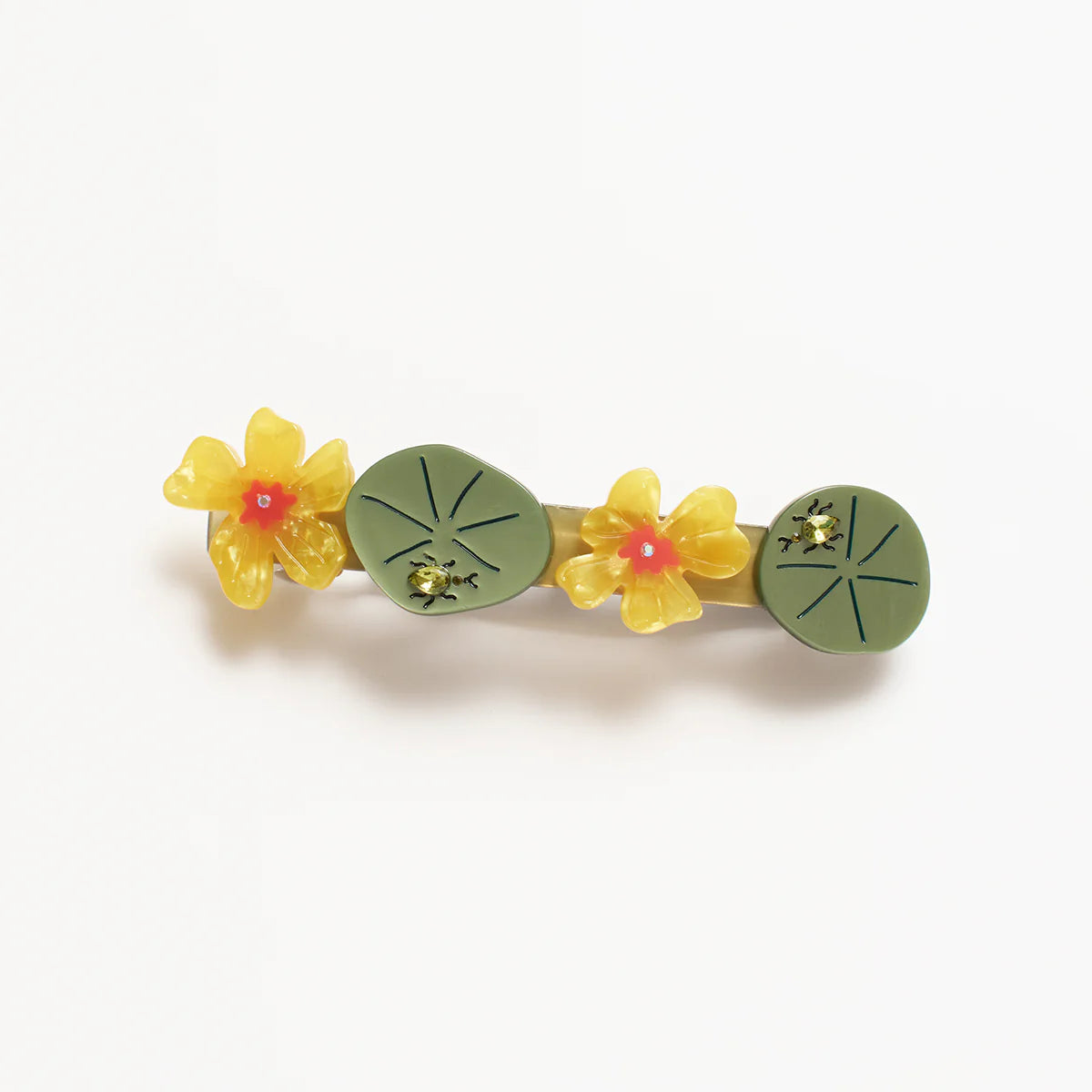 Winona Irene Nasturtium & Beetle French Barrette Hair Clip