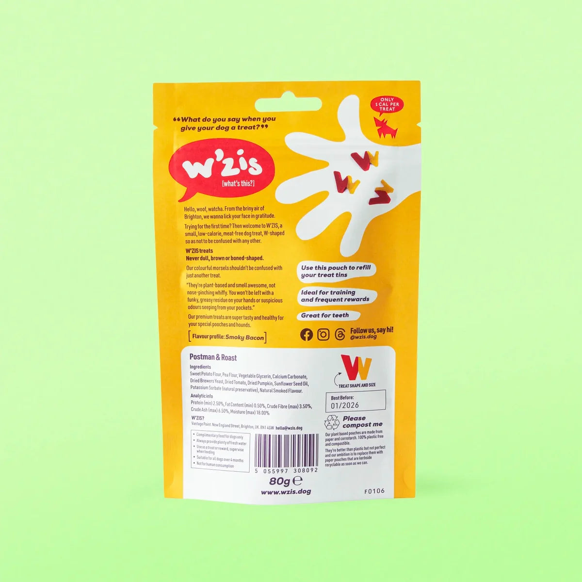 W'zis Plant Based Dog Treat Pouch - 2 Flavours