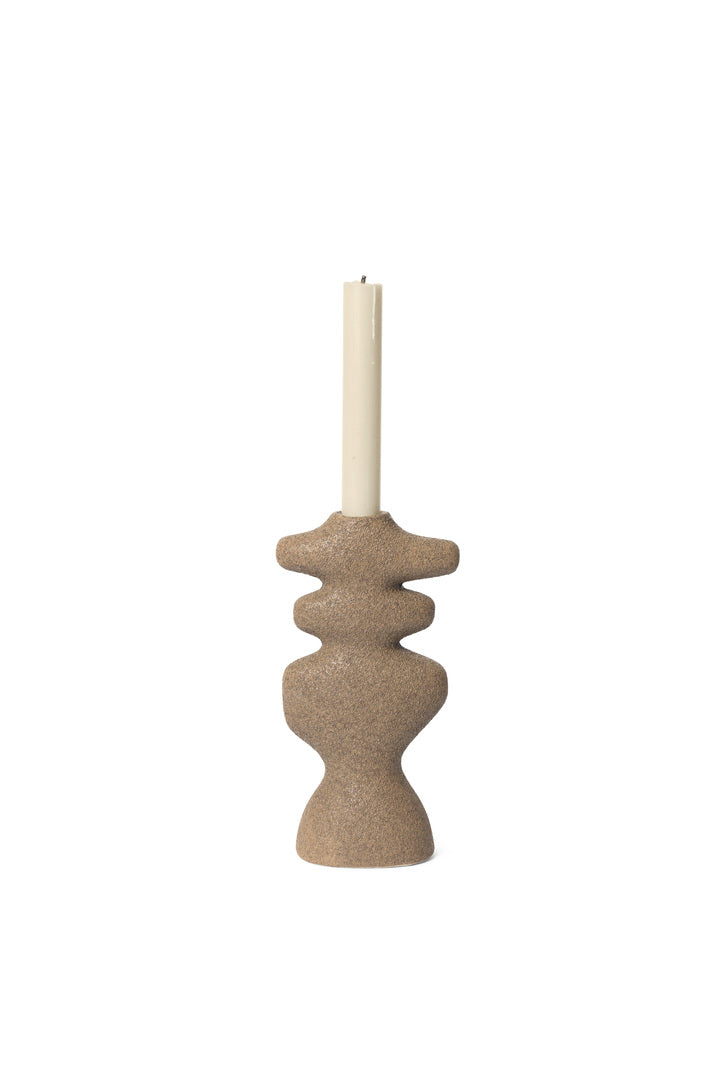 Yara Candle Holder - Large | Dark Sand | Stoneware | by ferm Living - Lifestory
