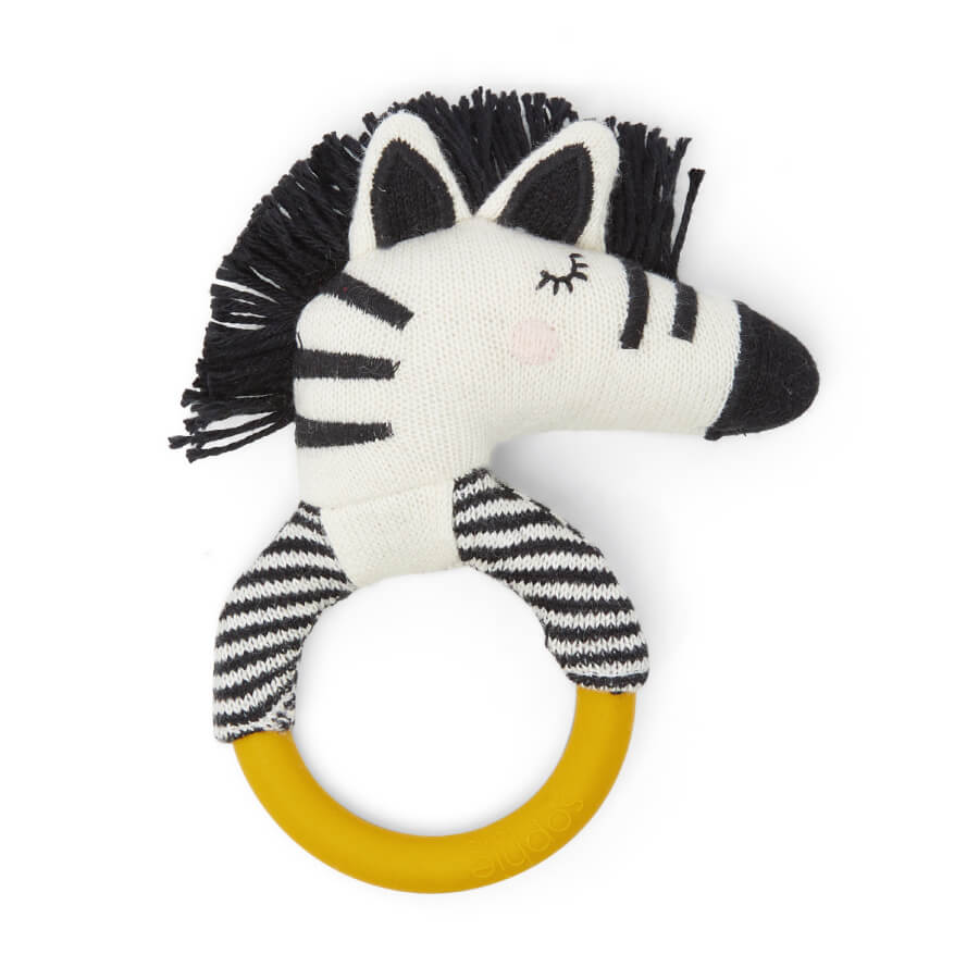 Zebra Teether Rattle | Black | Cotton & Silicone | by Sophie Home - Lifestory