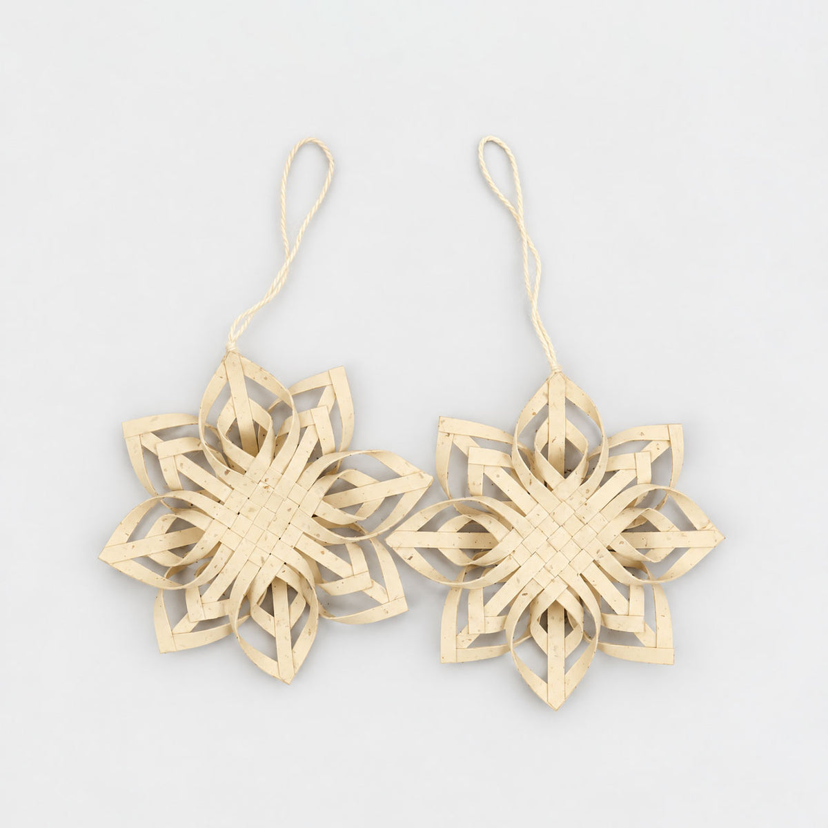 Twilight Snowflake Hanging Ornament Set of 2 in Off White