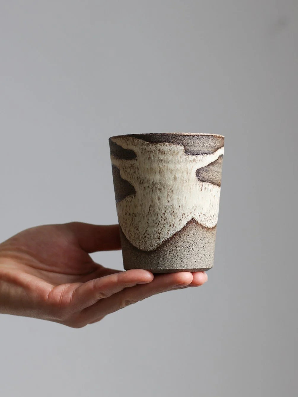 Patterned Beaker Mug in Dune | Hand Thrown | by Aku Ceramics - Lifestory